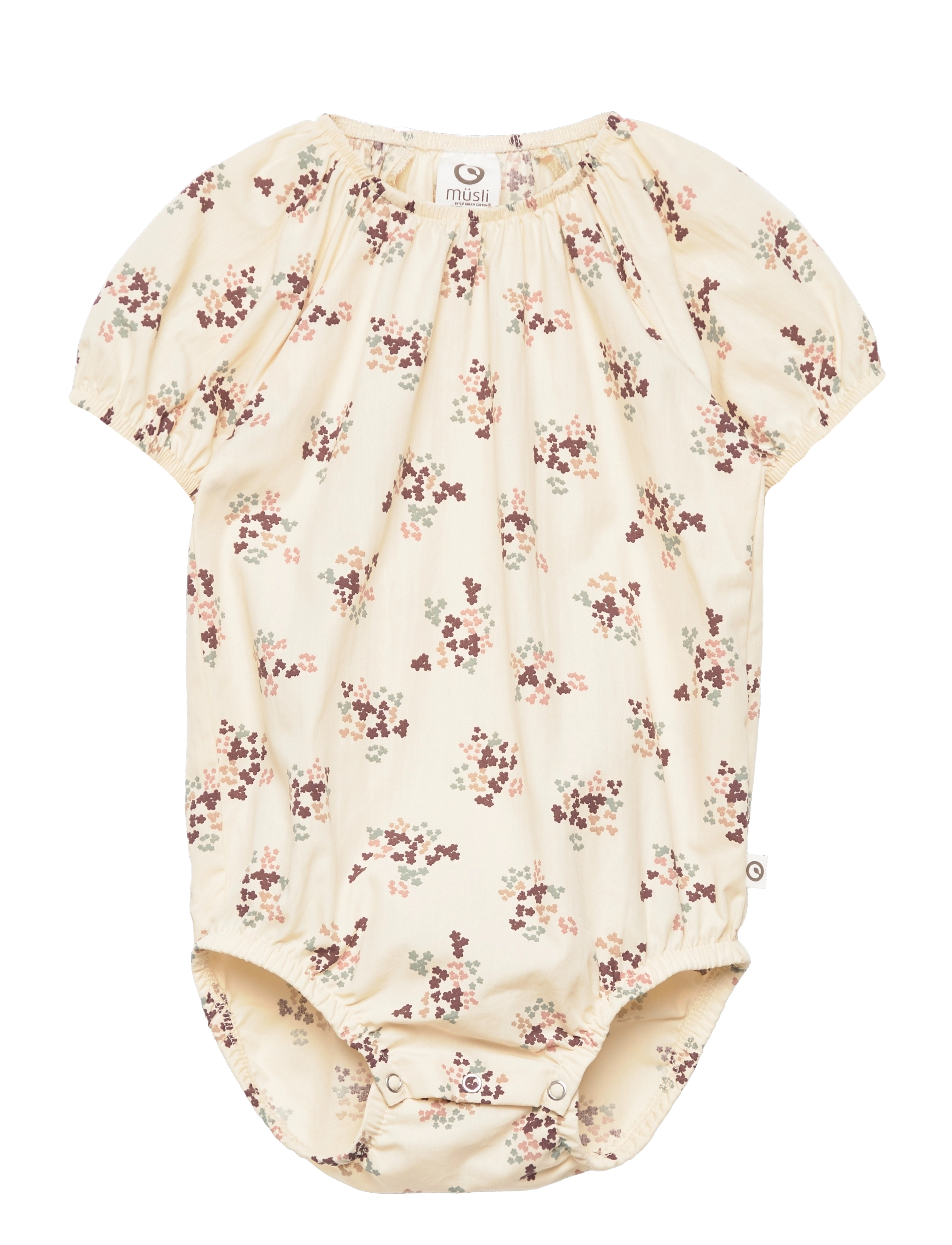 Müsli by Green Cotton - Flora poplin bell s/s body - buttercream - 0