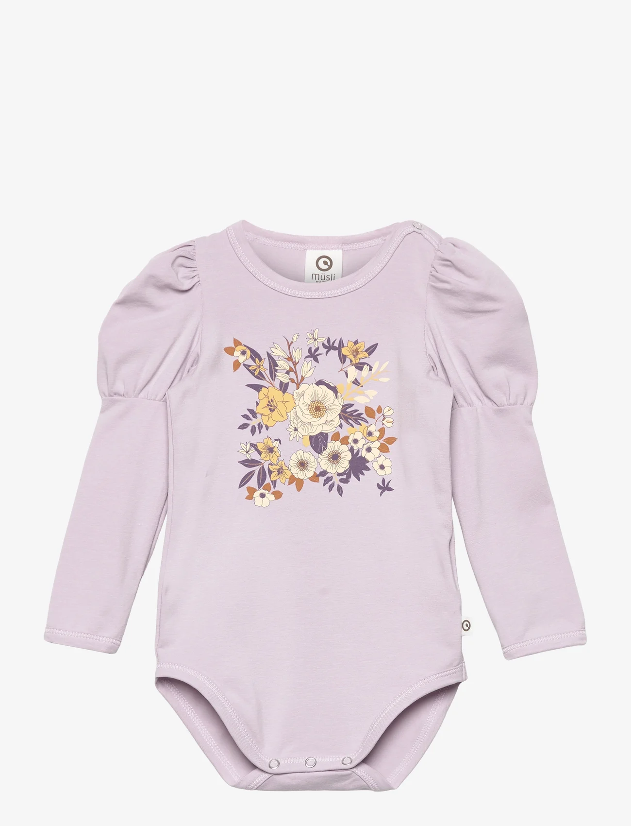 Müsli by Green Cotton - Cardamine print l/s body - soft lilac - 0