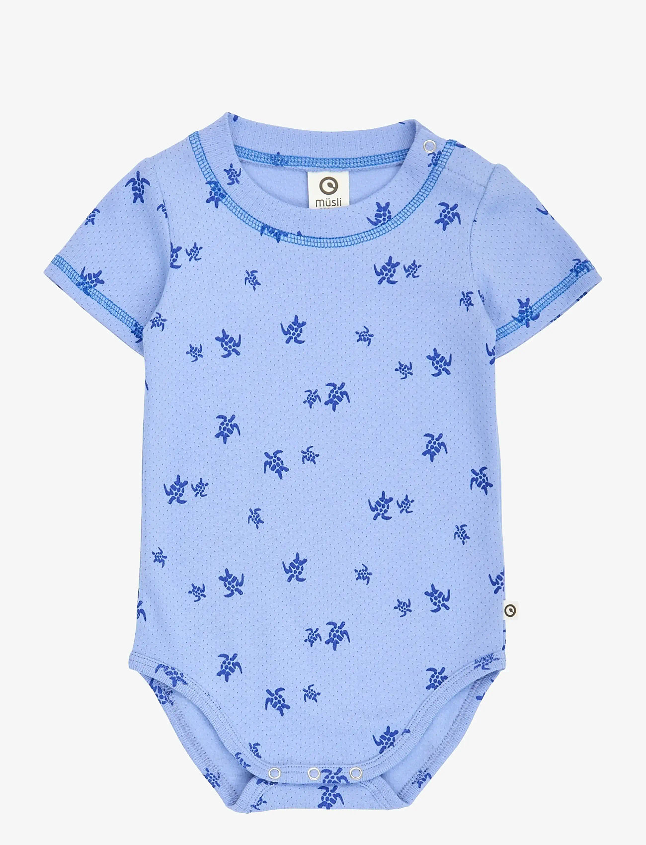 Müsli by Green Cotton - Turtle s/s body - short-sleeved bodies - azure blue/ shell blue - 0