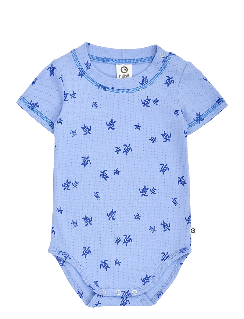 Müsli by Green Cotton - Turtle s/s body - short-sleeved bodies - azure blue/ shell blue - 0