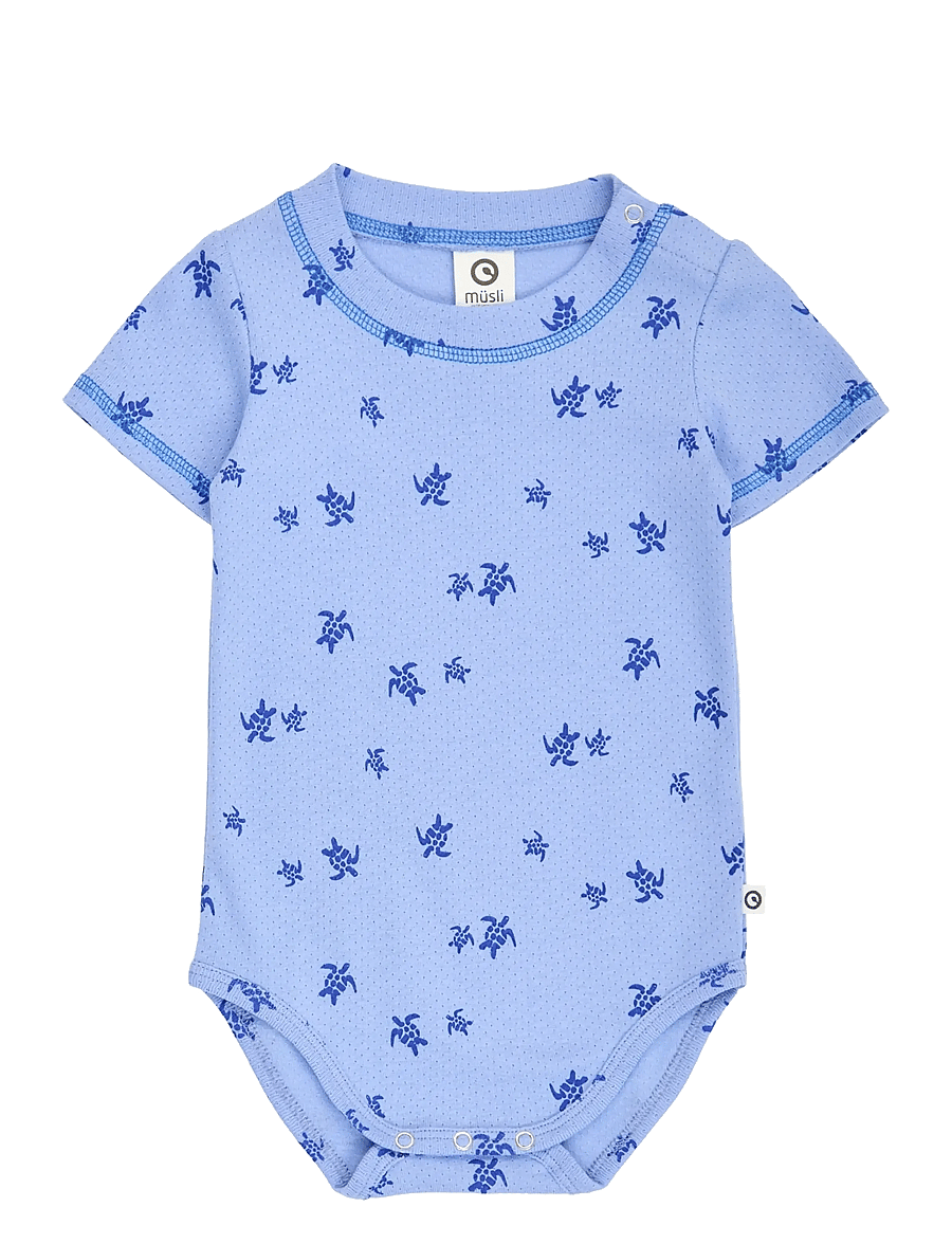 Müsli by Green Cotton - Turtle s/s body - kortærmede bodyer - azure blue/ shell blue - 0
