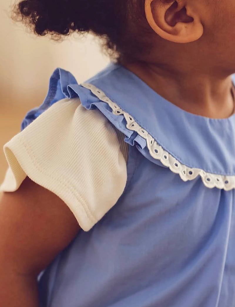 Müsli by Green Cotton - Poplin wide fit s/s body - bodyer uden ærmer - shell blue - 4