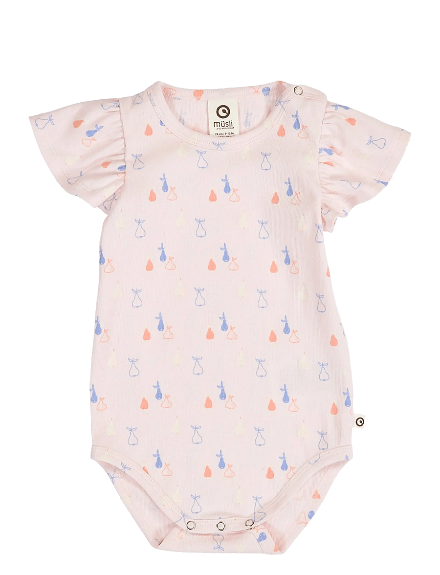 Müsli by Green Cotton - Picnic frill s/s body - kurzärmelige bodys - primrose/ shell blue/ tofu - 1