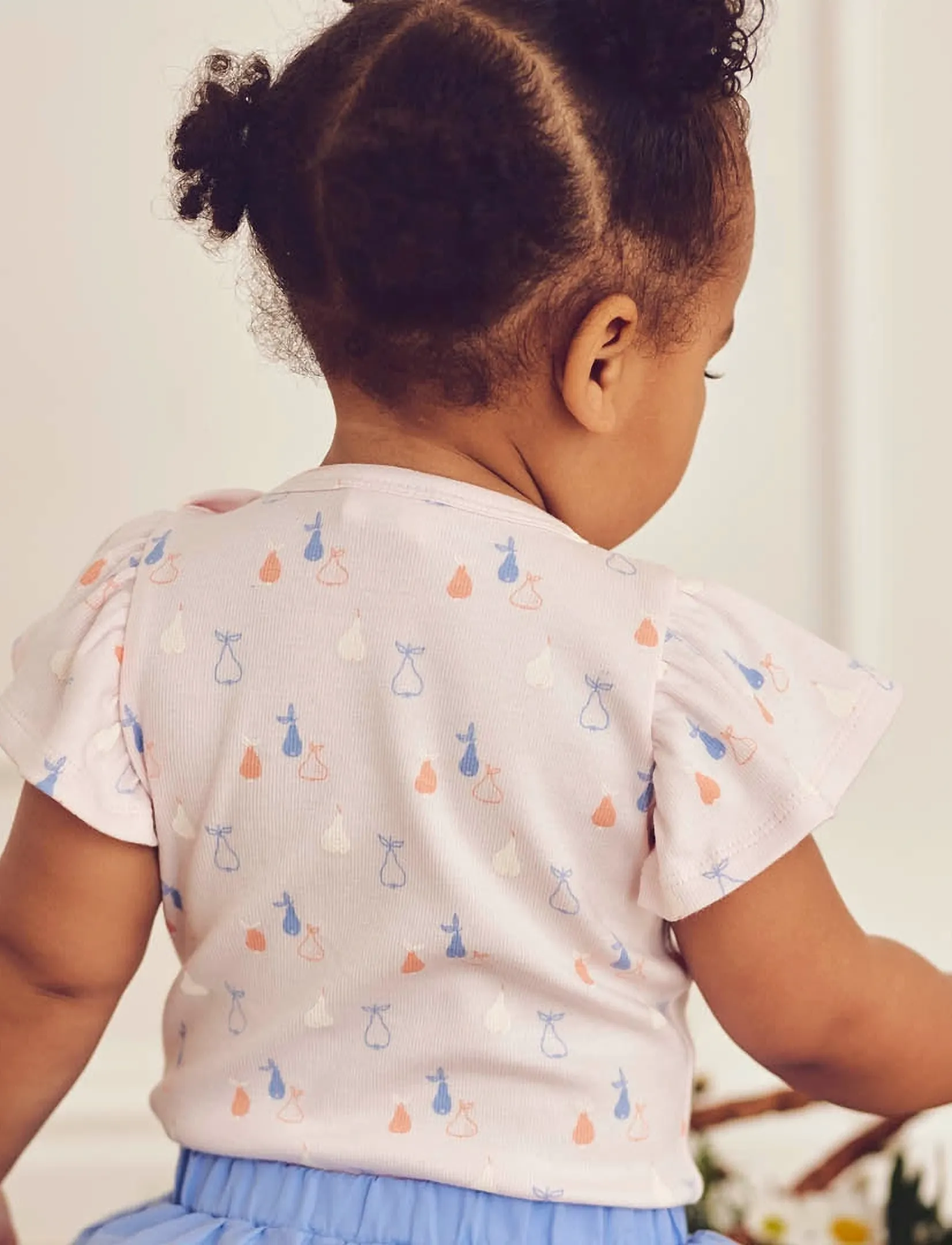 Müsli by Green Cotton - Picnic frill s/s body - kortærmede bodyer - primrose/ shell blue/ tofu - 3