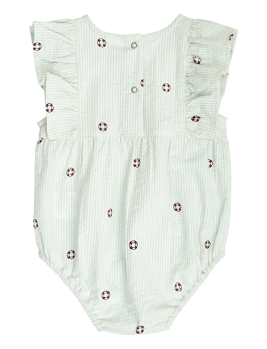 Müsli by Green Cotton - Seersucker stripe frill s/s body - bodyer uden ærmer - tofu/ ocean/ mineral red - 1