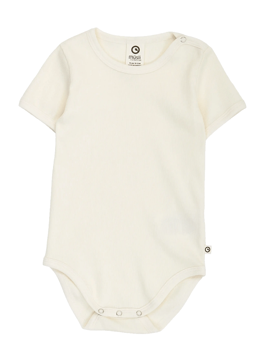 Müsli by Green Cotton - Cozy me rib s/s body - tofu - 0