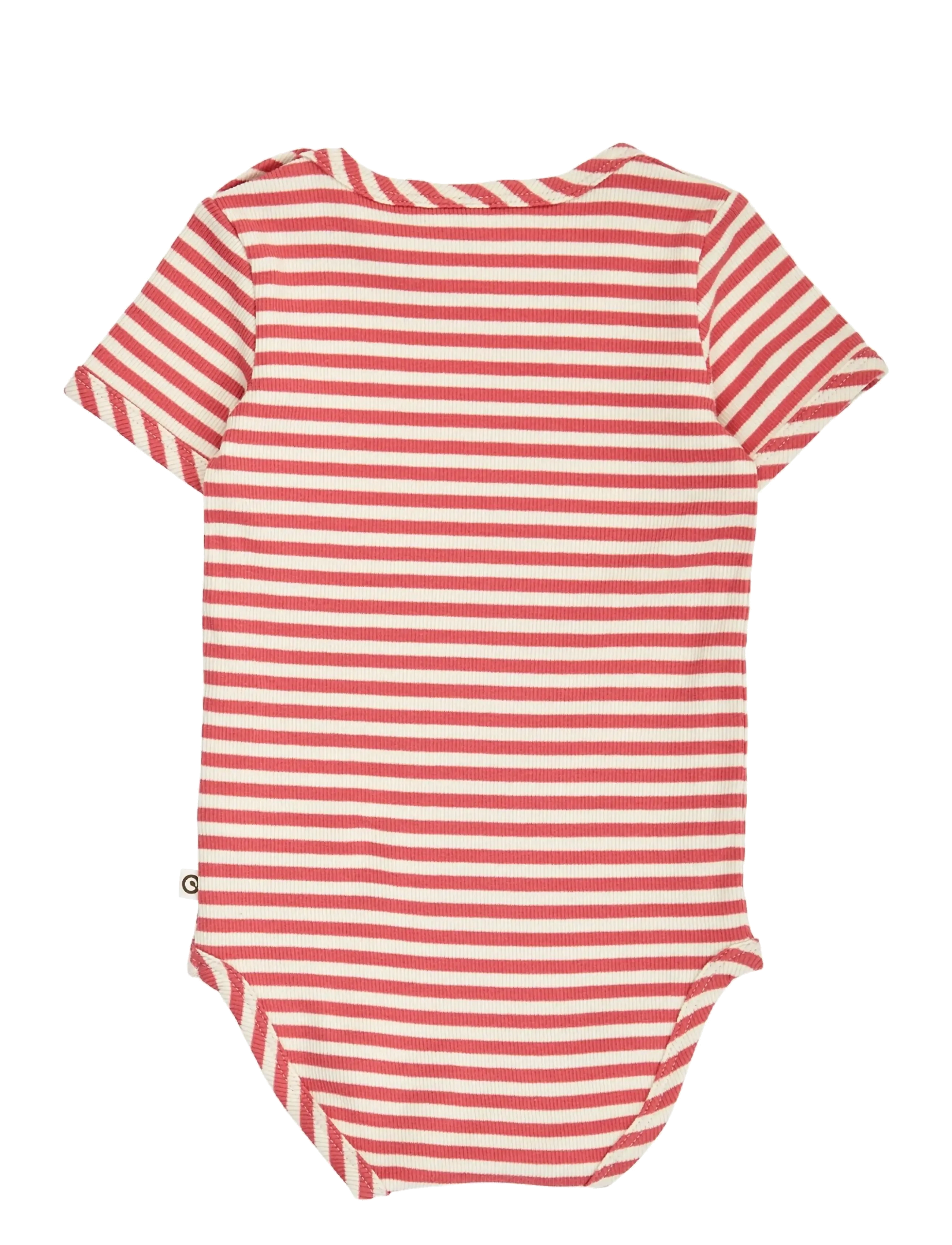 Müsli by Green Cotton - Rib stripe s/s body - kortærmede bodyer - mineral red/ tofu - 1