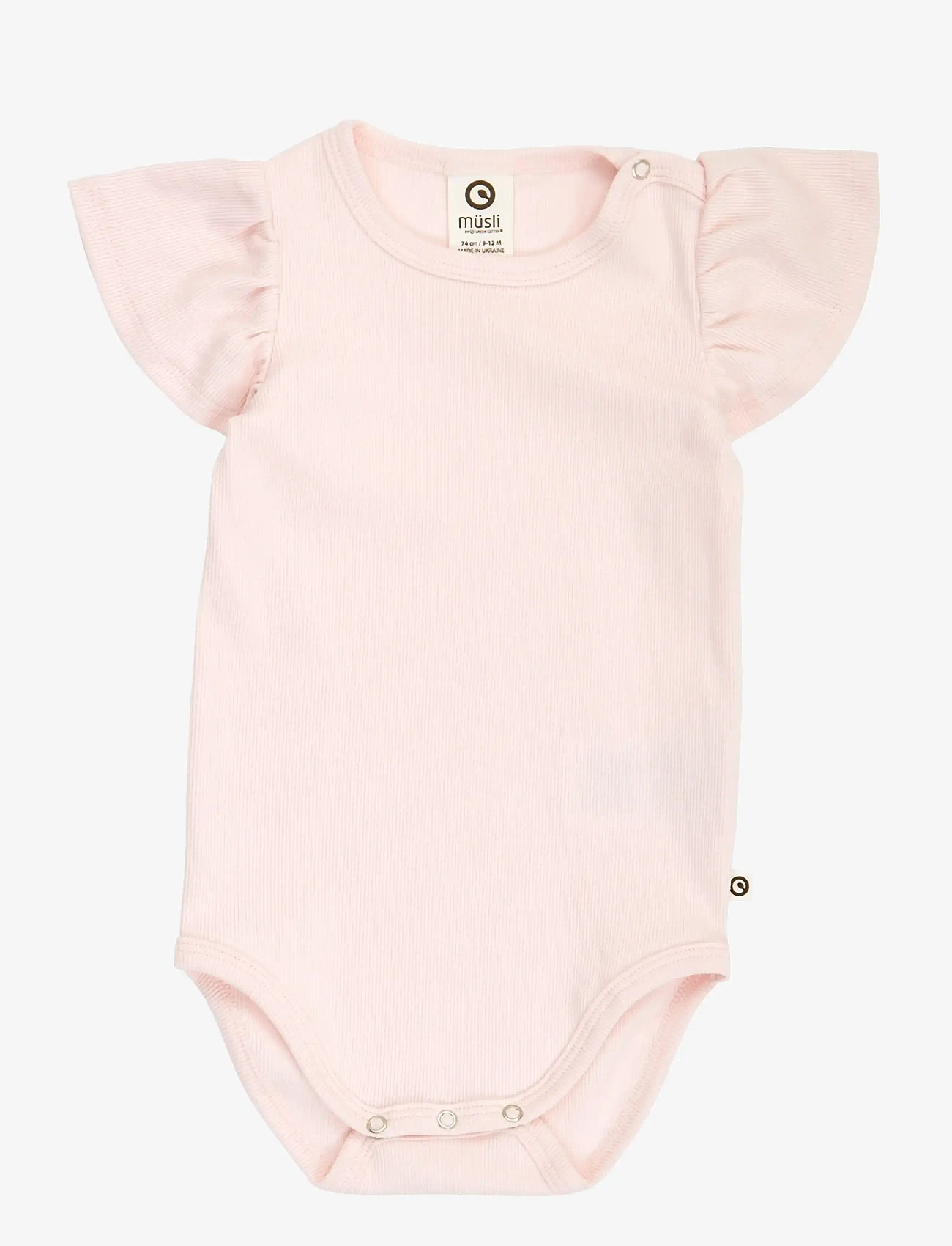 Müsli by Green Cotton - Cozy me rib frill s/s body - short-sleeved bodies - primrose - 0