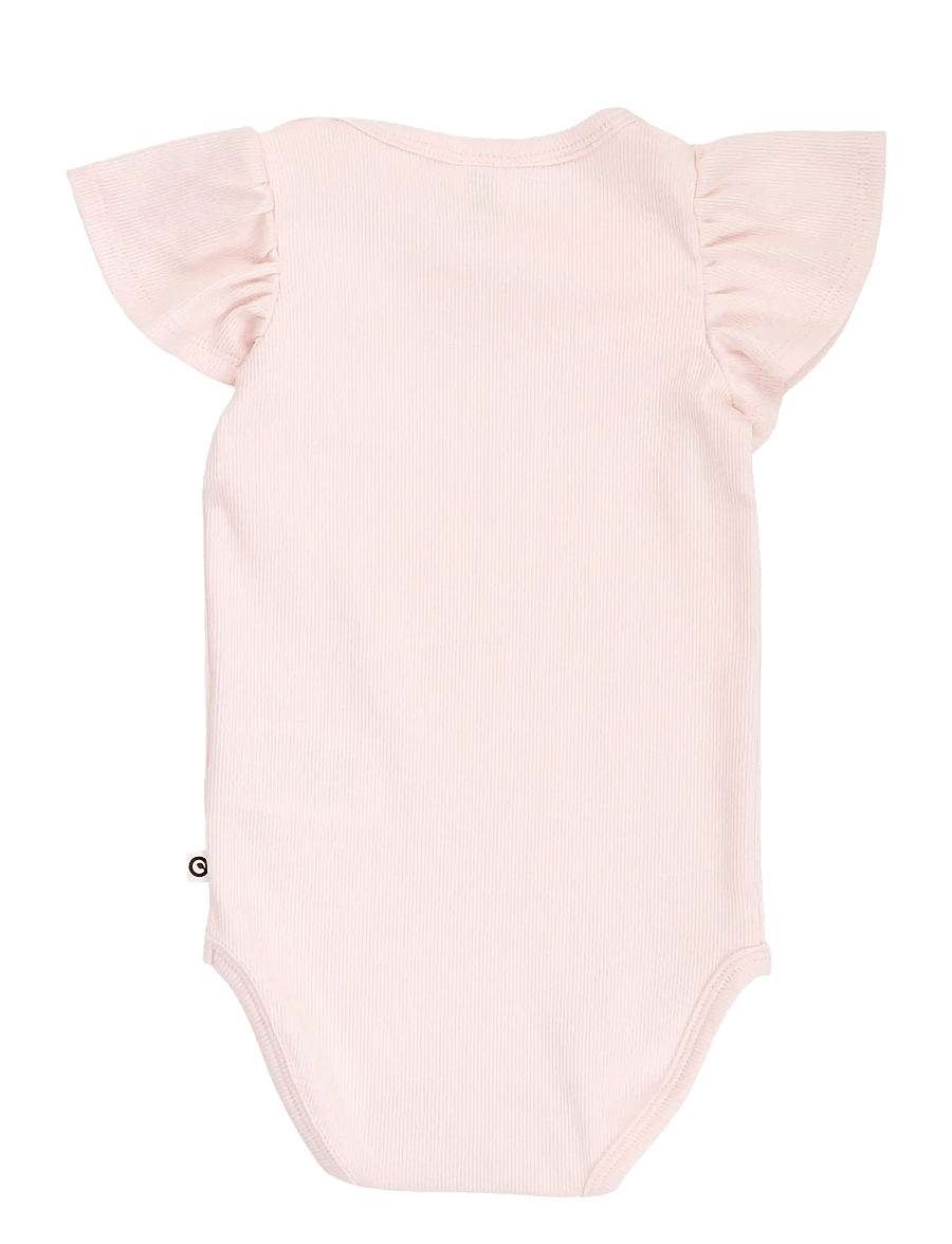 Müsli by Green Cotton - Cozy me rib frill s/s body - kortærmede bodyer - primrose - 1