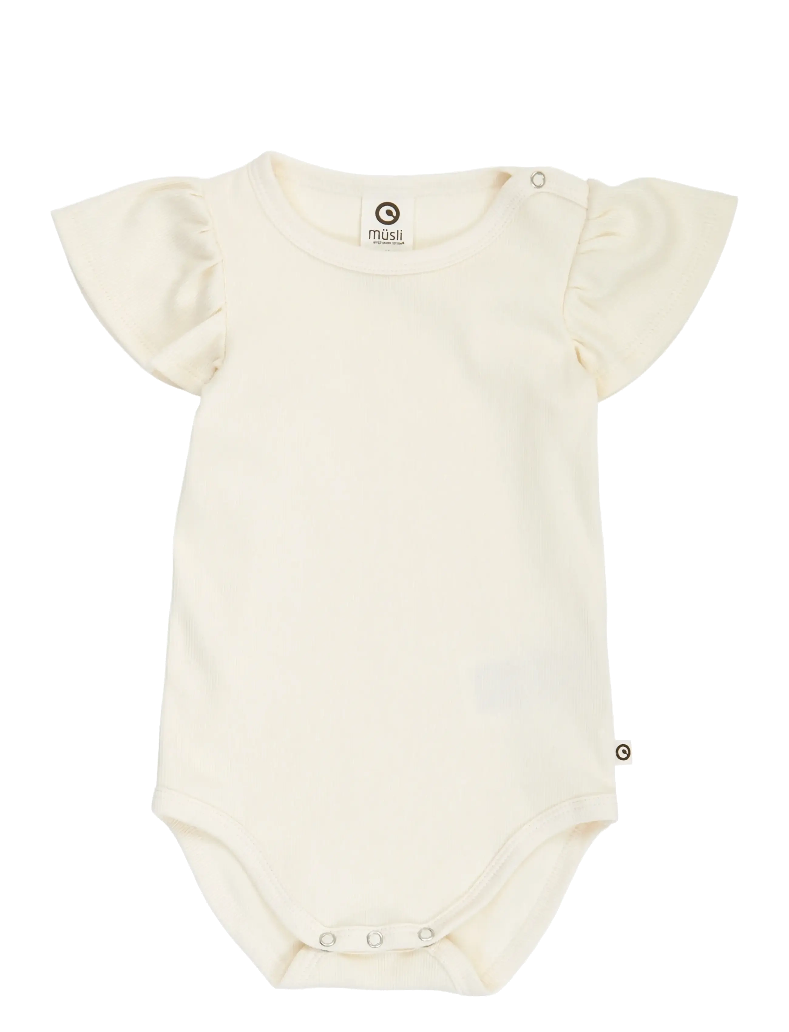Müsli by Green Cotton Cozy me rib frill s/s body - Kläder - TOFU / cream