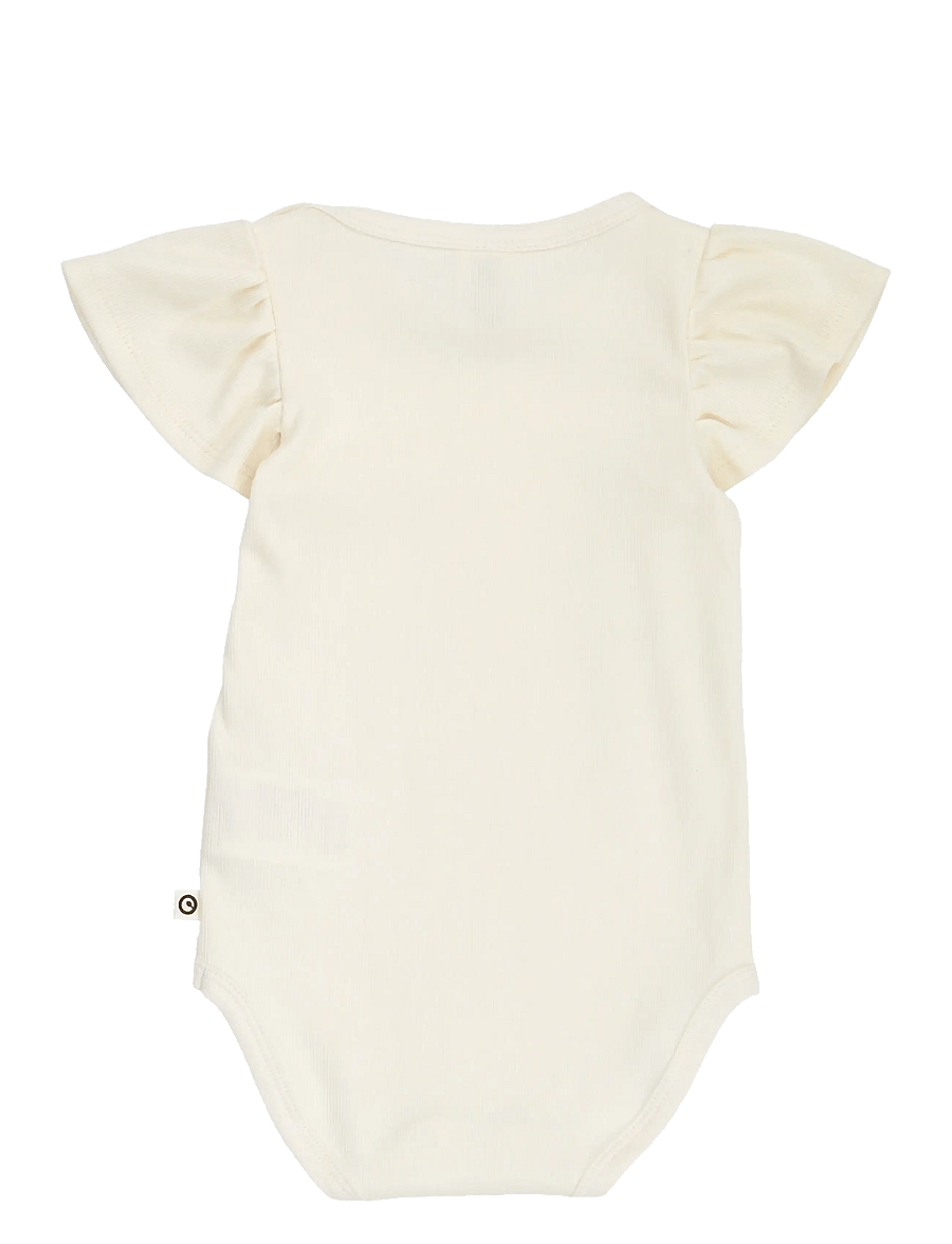Müsli by Green Cotton - Cozy me rib frill s/s body - kortærmede bodyer - tofu - 2