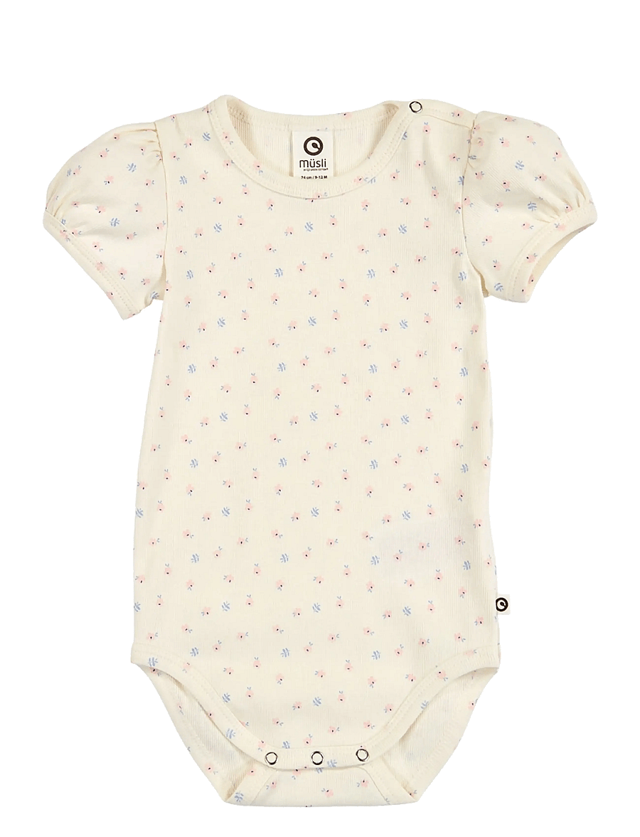 Müsli by Green Cotton - Spring puff s/s body - kortærmede bodyer - tofu/ nectar/ shell blue - 0