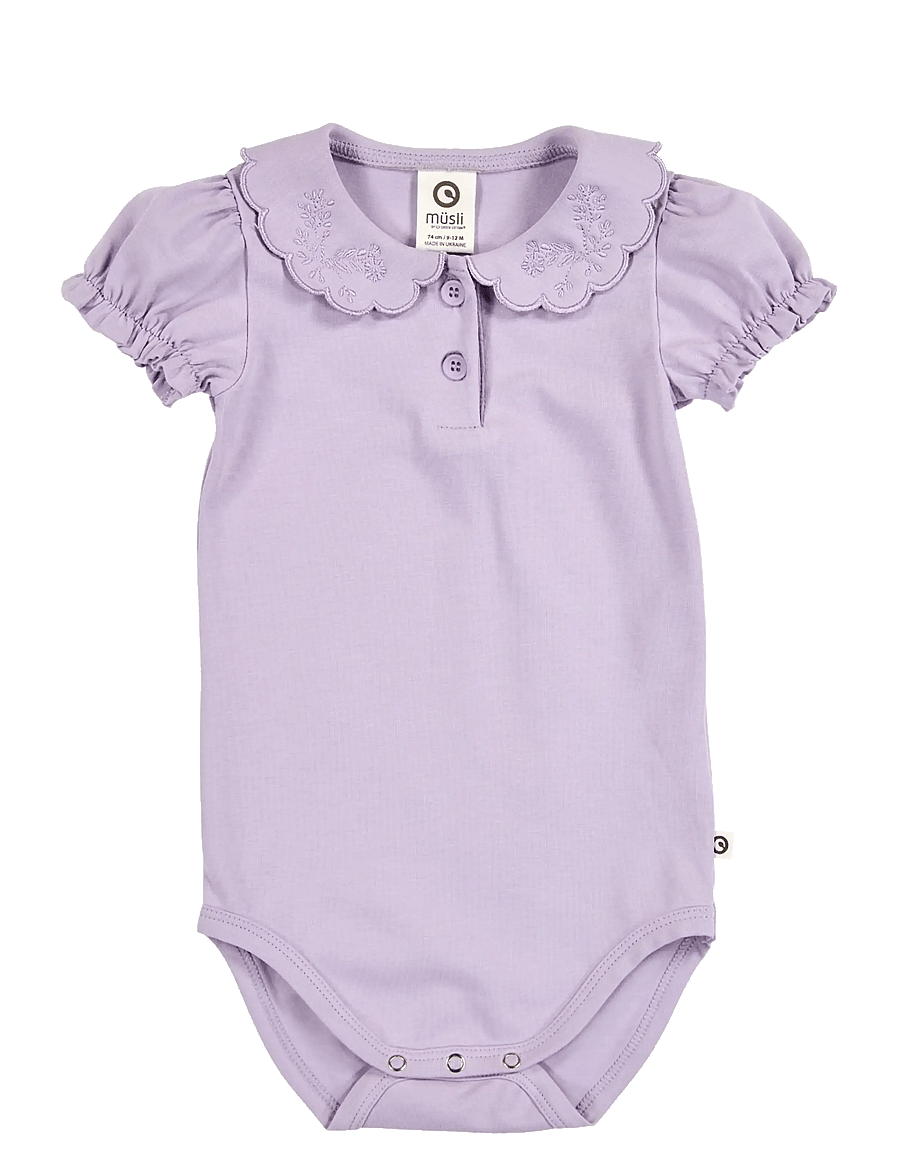 Müsli by Green Cotton - Cozy me collar puff s/s body - bodies à manches courtes - dream - 0