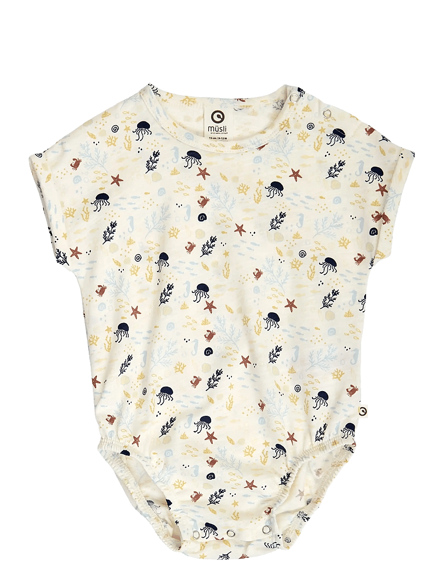 Müsli by Green Cotton - Sea s/s body - kortærmede bodyer - tofu/ hemp/ navy - 0
