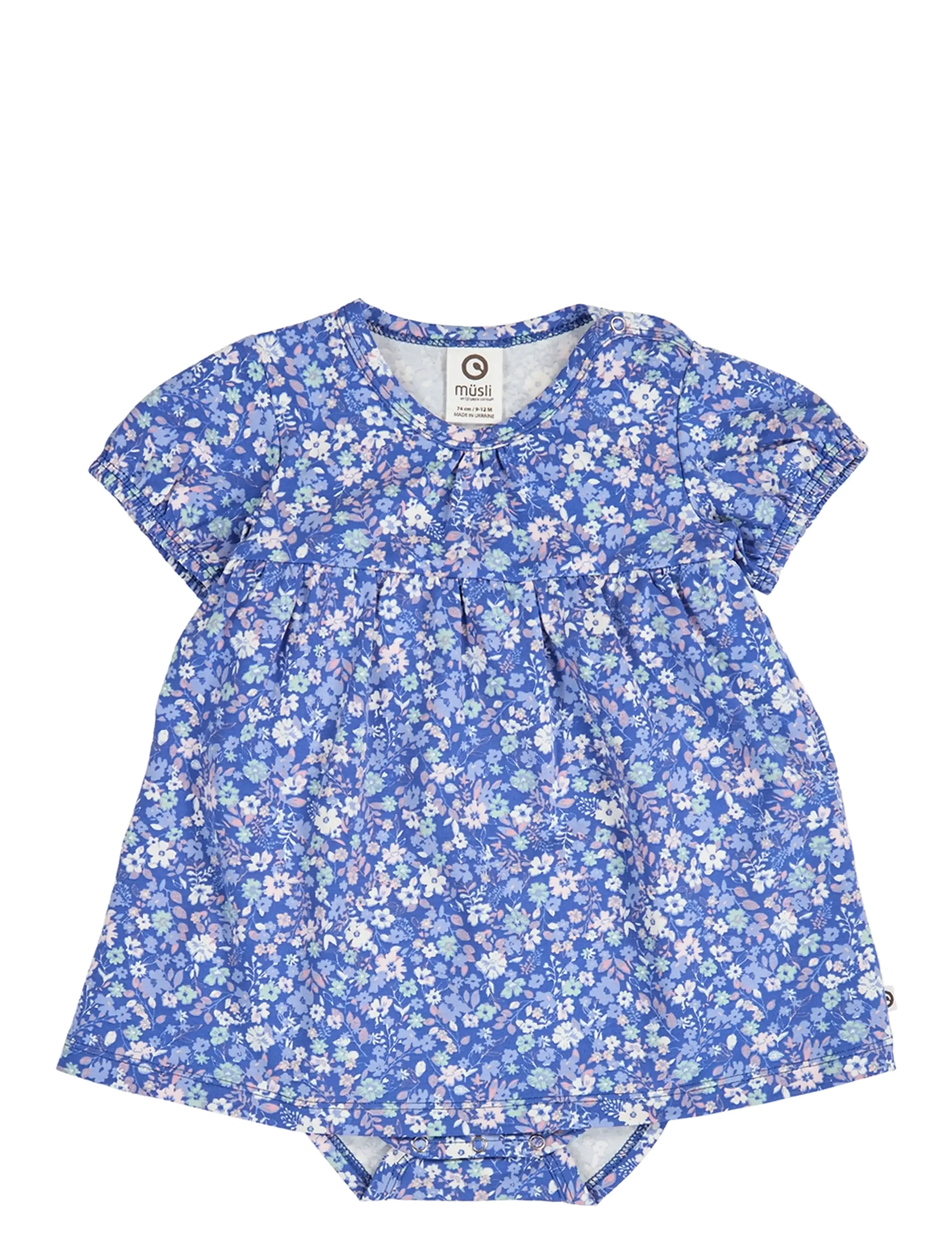 Müsli by Green Cotton Primrose puff s/s dress body - Baby 0-2 år - AZURE BLUE/ NECTAR/ TOFU / blue