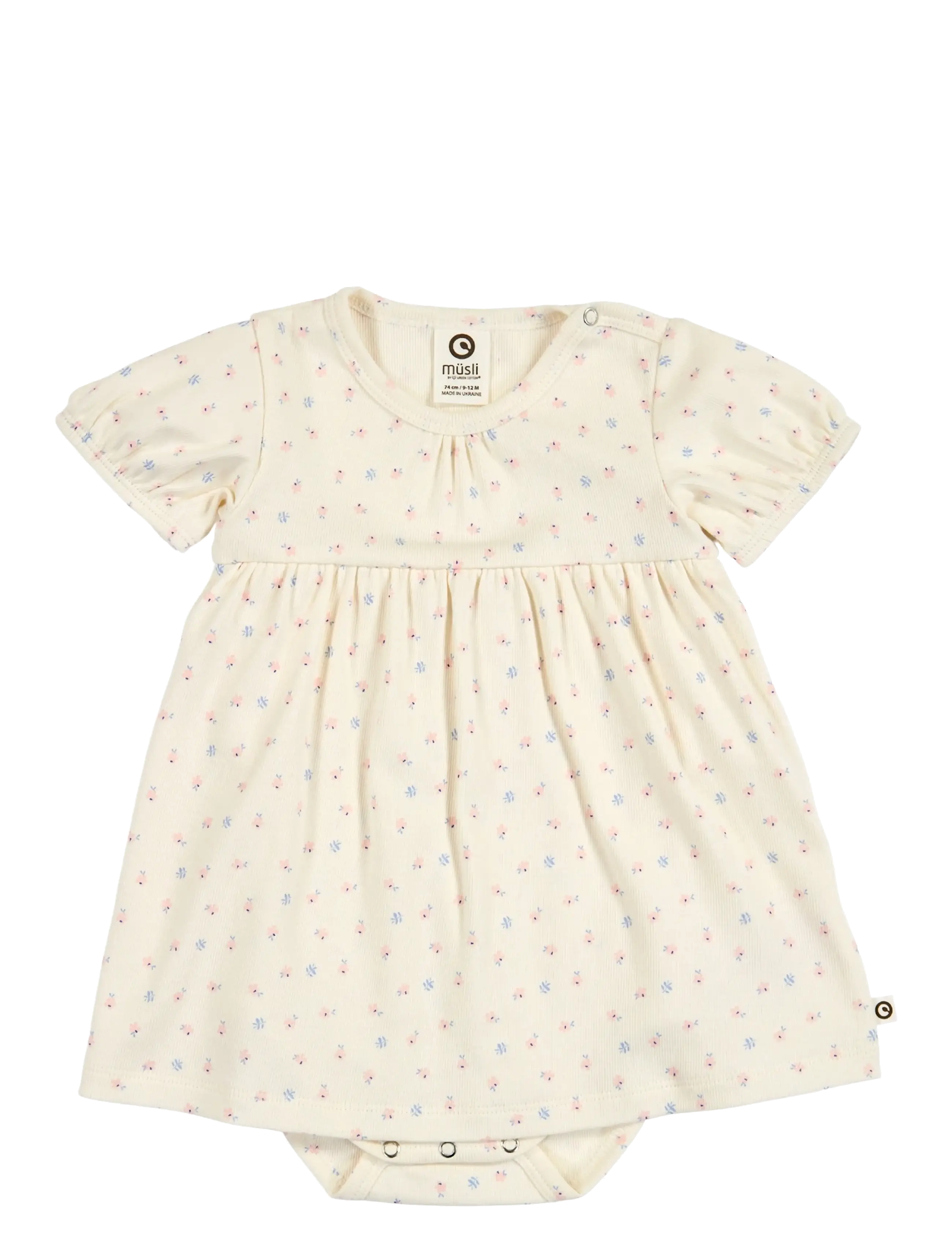 Müsli by Green Cotton Spring puff s/s dress body - Uus - TOFU/ NECTAR/ SHELL BLUE / cream