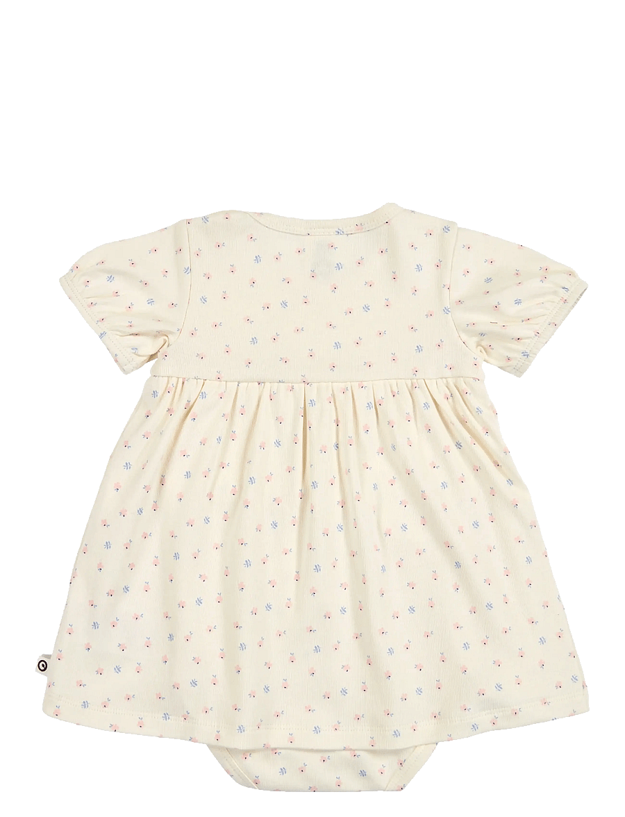 Müsli by Green Cotton - Spring puff s/s dress body - kortærmede babykjoler - tofu/ nectar/ shell blue - 1