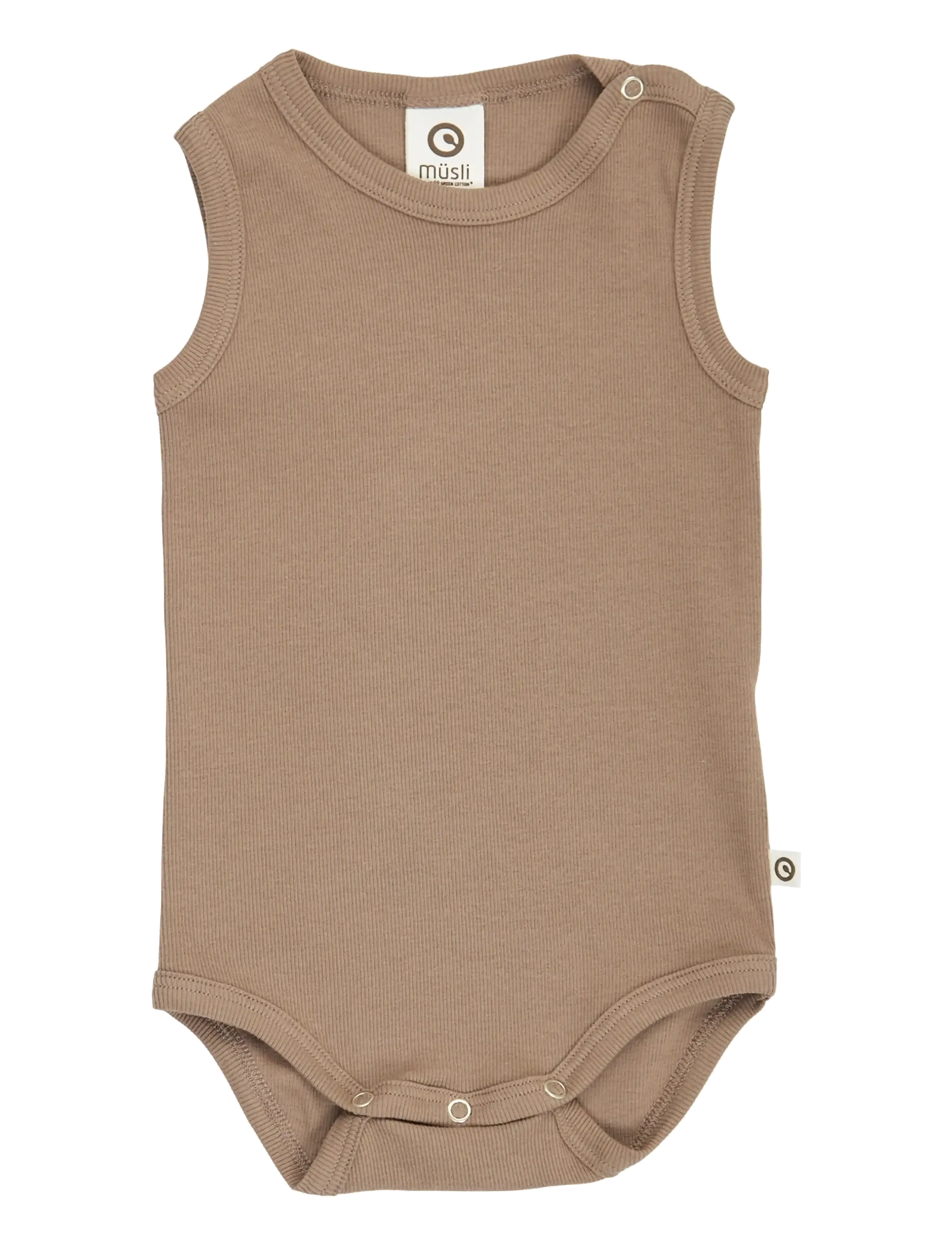 Müsli by Green Cotton Rib sleeveless body - Kläder - WALNUT / brown