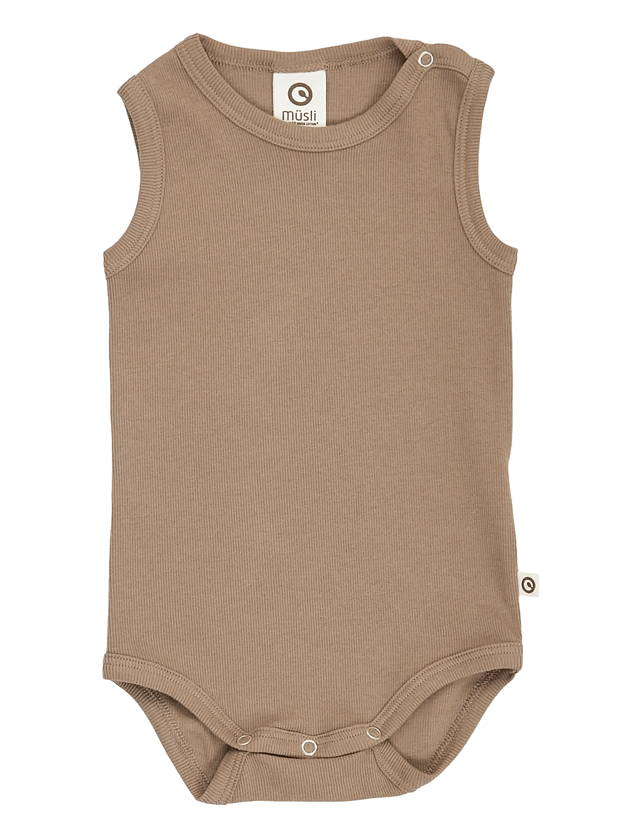 Müsli by Green Cotton - Rib sleeveless body - bodyer uden ærmer - walnut - 1