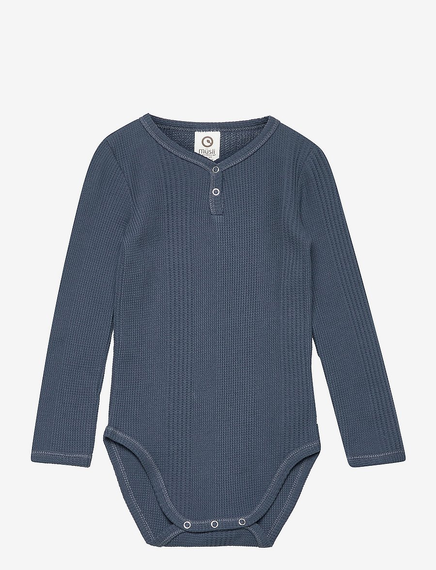Müsli by Green Cotton - Waffle rib body - midnight - 0