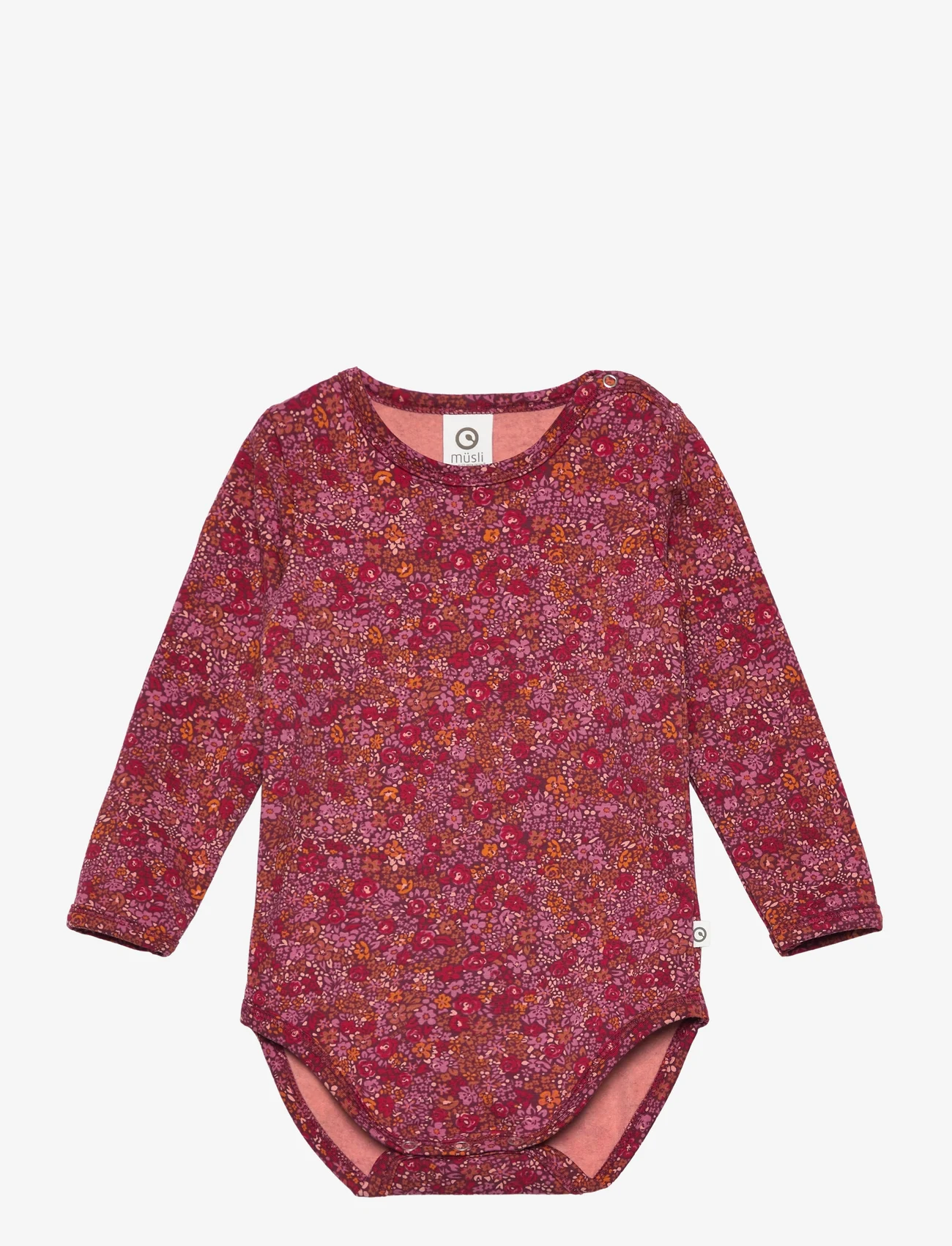 Müsli by Green Cotton - Petit blossom l/s body - madalaimad hinnad - fig/boysenberry/berry red - 0