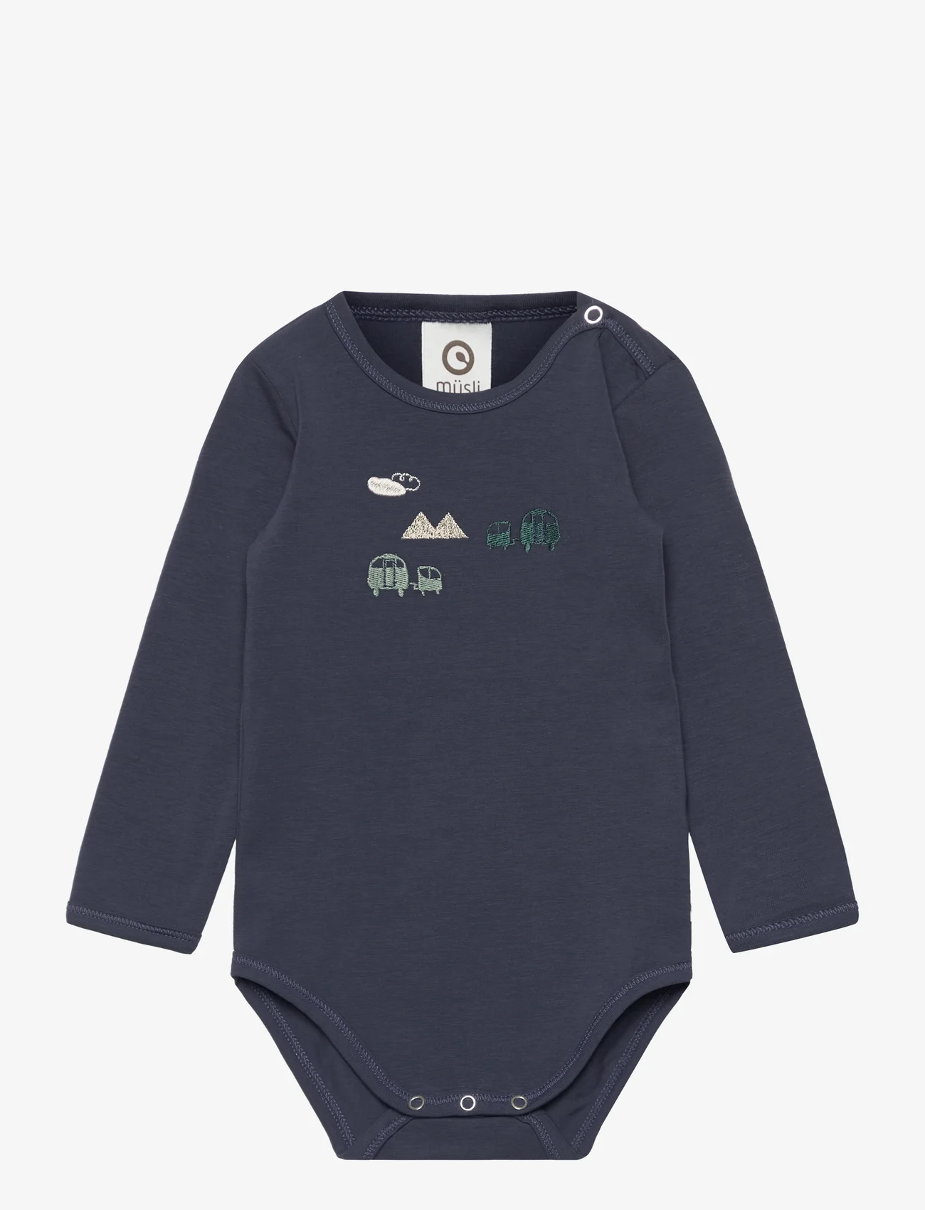 Müsli by Green Cotton - Caravan applique l/s body - mažiausios kainos - night blue - 0