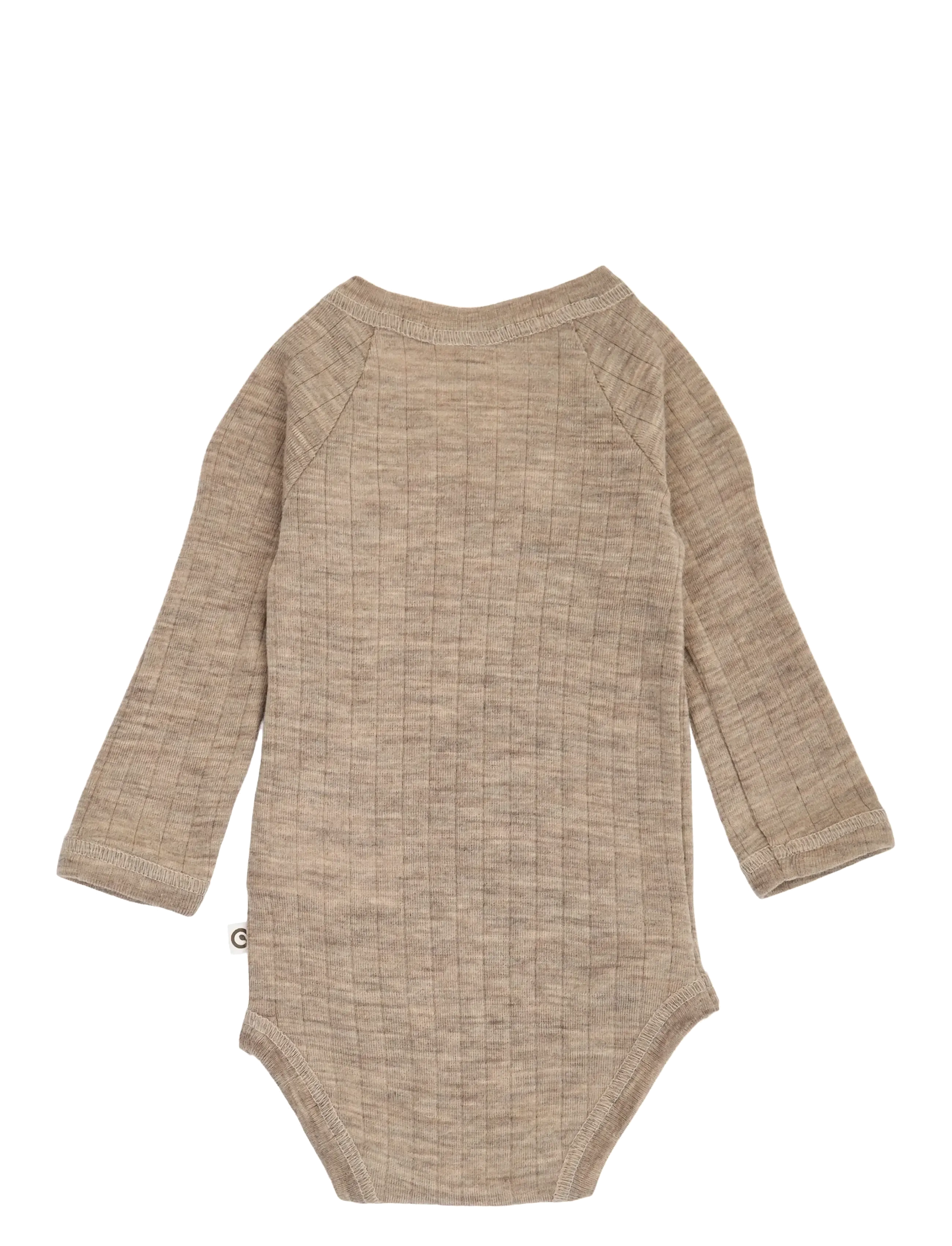 Müsli by Green Cotton - Woolly rib wrap l/s body - uldundertøj baby - balsam melange - 1