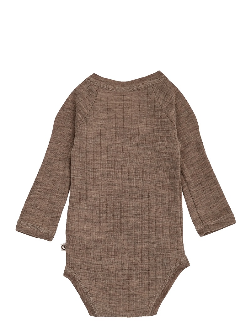 Müsli by Green Cotton - Woolly rib wrap l/s body - slå-om-bodyer - walnut melange - 2