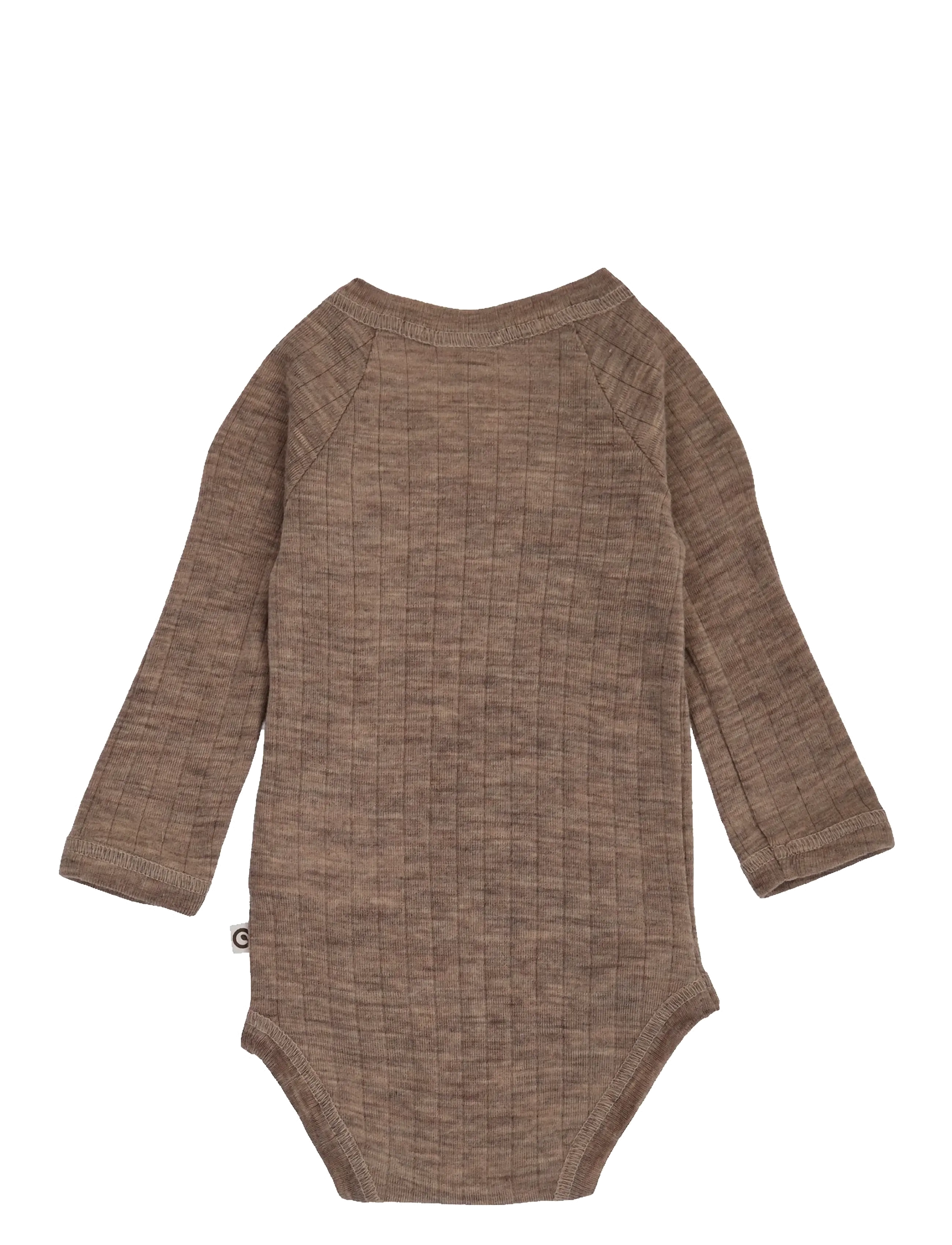 Müsli by Green Cotton - Woolly rib wrap l/s body - uldundertøj baby - walnut melange - 2