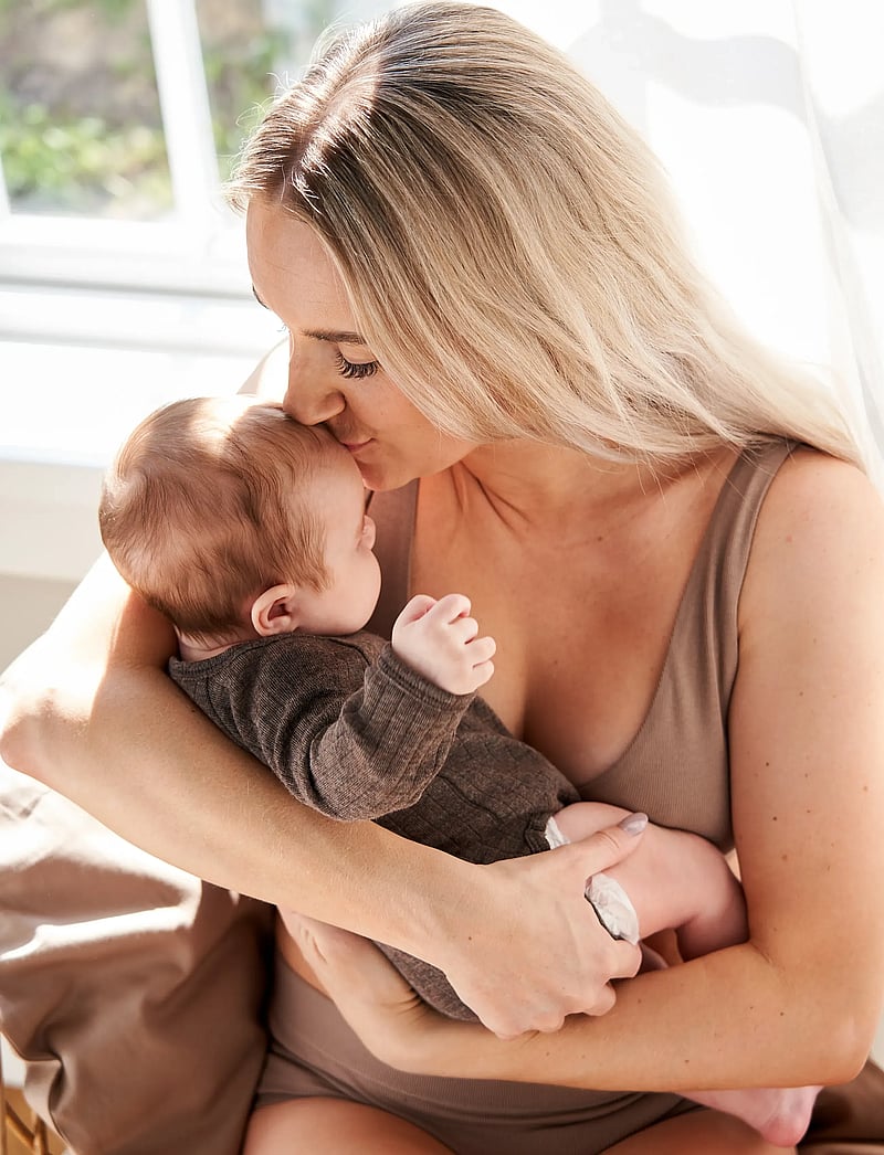 Müsli by Green Cotton - Woolly rib wrap l/s body - slå-om-bodyer - walnut melange - 3