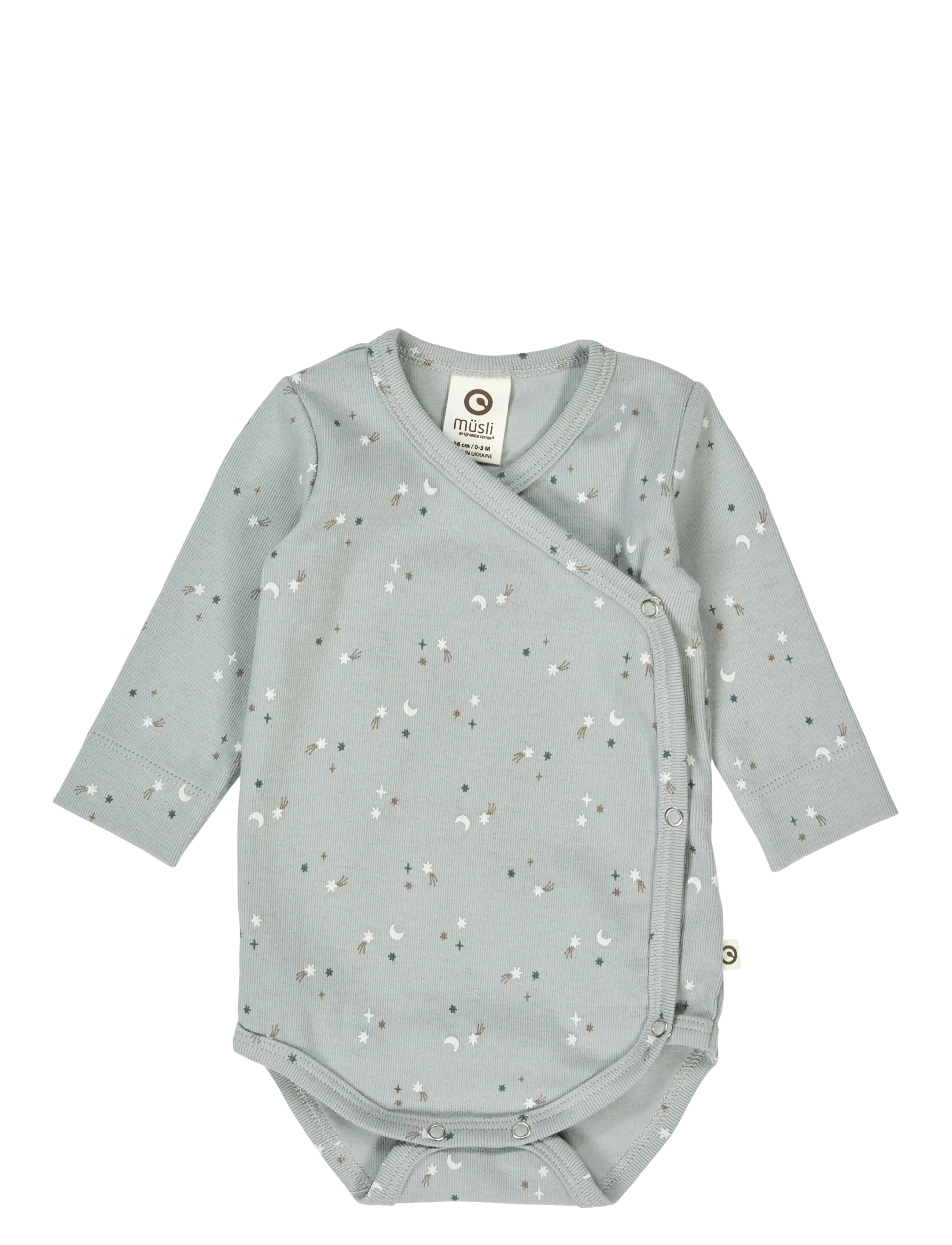 Müsli by Green Cotton Stars L/S Body, 74, Bodys, Blau - Wrap Kinder