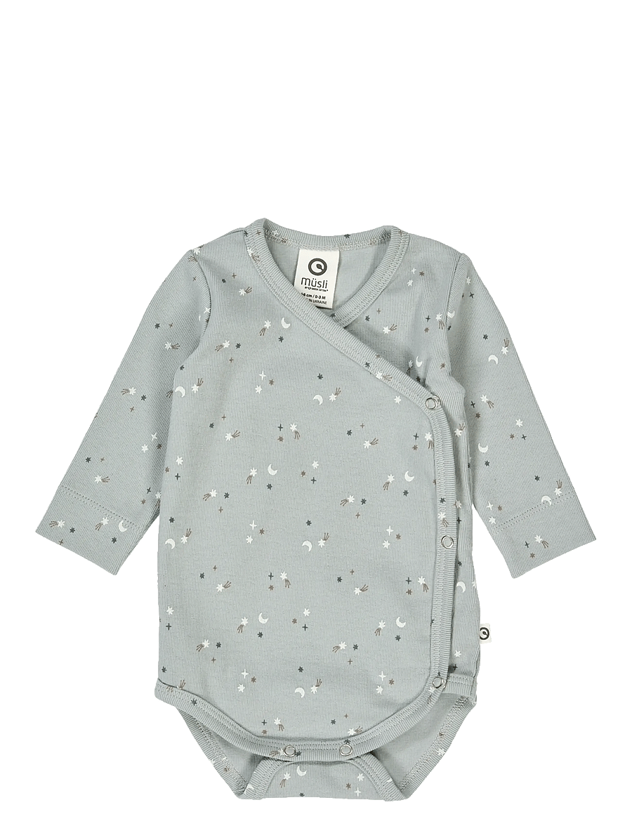 Müsli by Green Cotton - Stars l/s body - shop efter alder - jasmin blue/ walnut/ stormy blue - 0