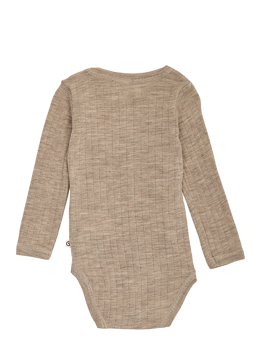 Müsli by Green Cotton - Woolly rib l/s body - uldundertøj baby - balsam melange - 1