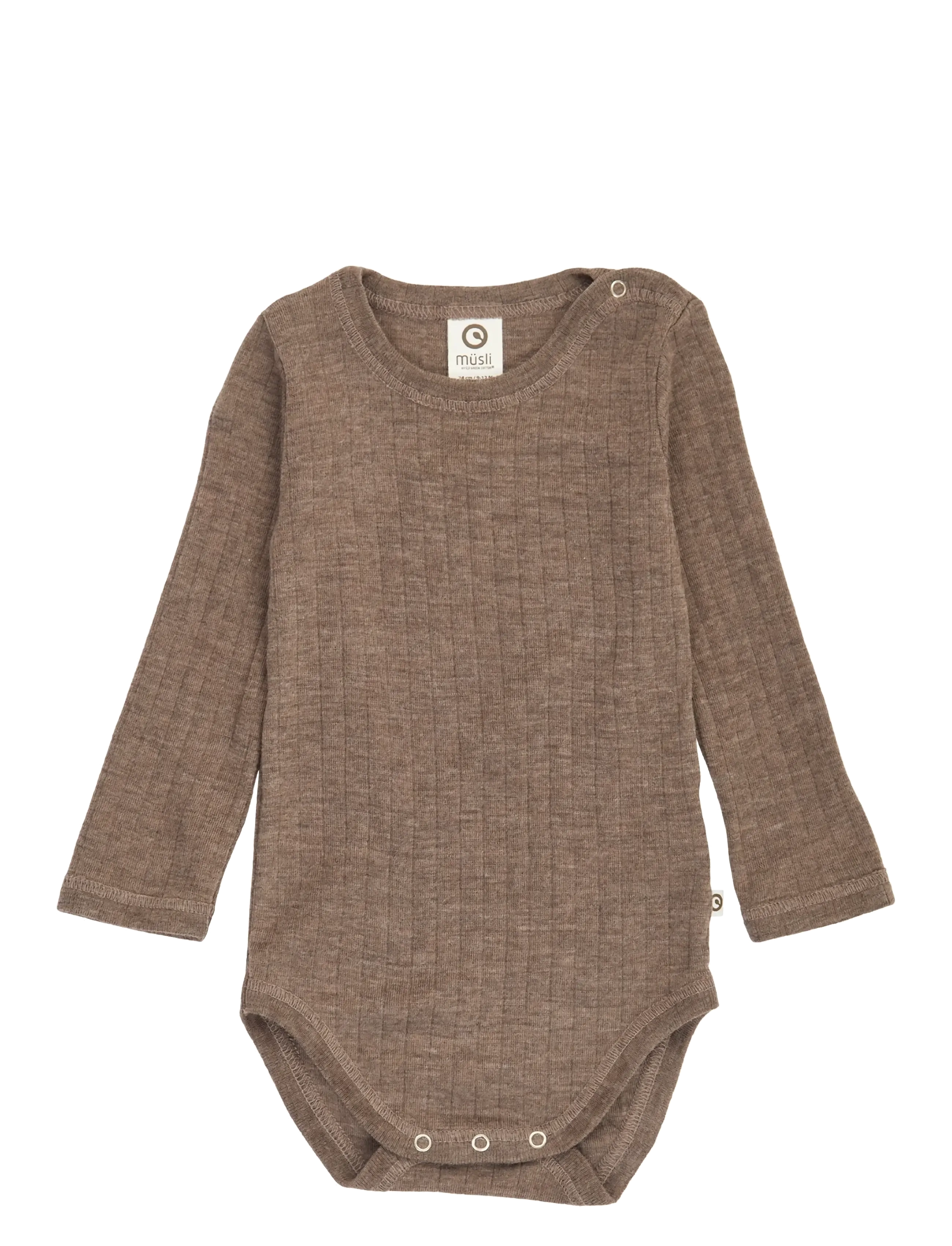 Müsli by Green Cotton Woolly rib l/s body - Base layers - WALNUT MELANGE / brown