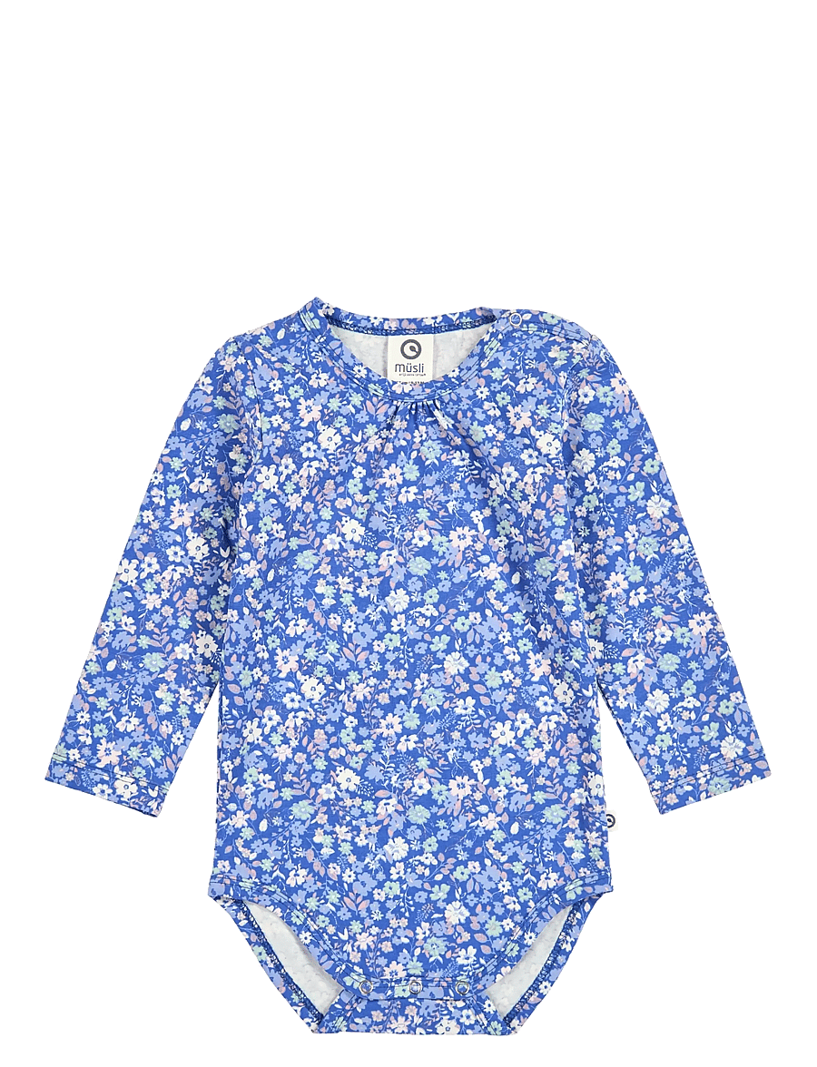 Müsli by Green Cotton - Primrose l/s body - bodies à manches longues - azure blue/ nectar/ tofu - 0