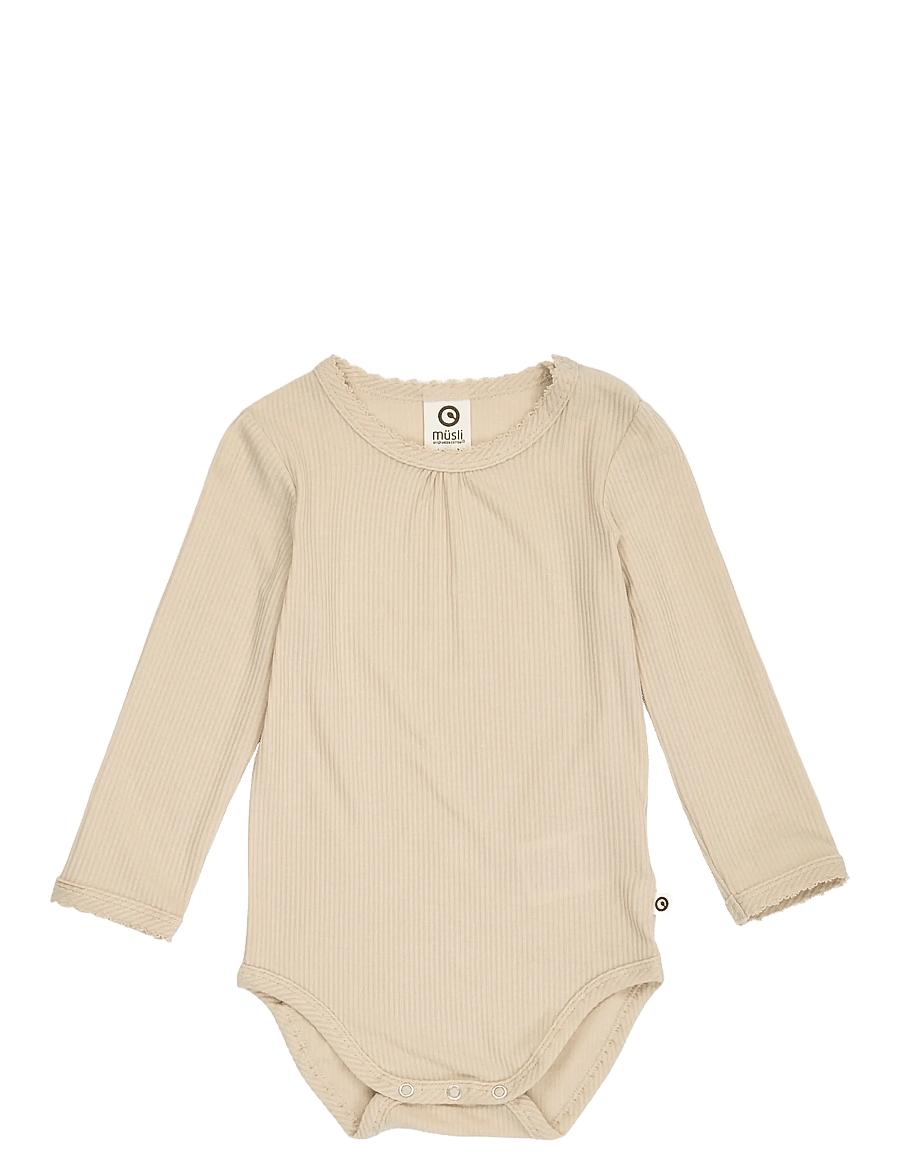 Müsli - Mellow picot l/s body - langärmelige bodys - oak - 1