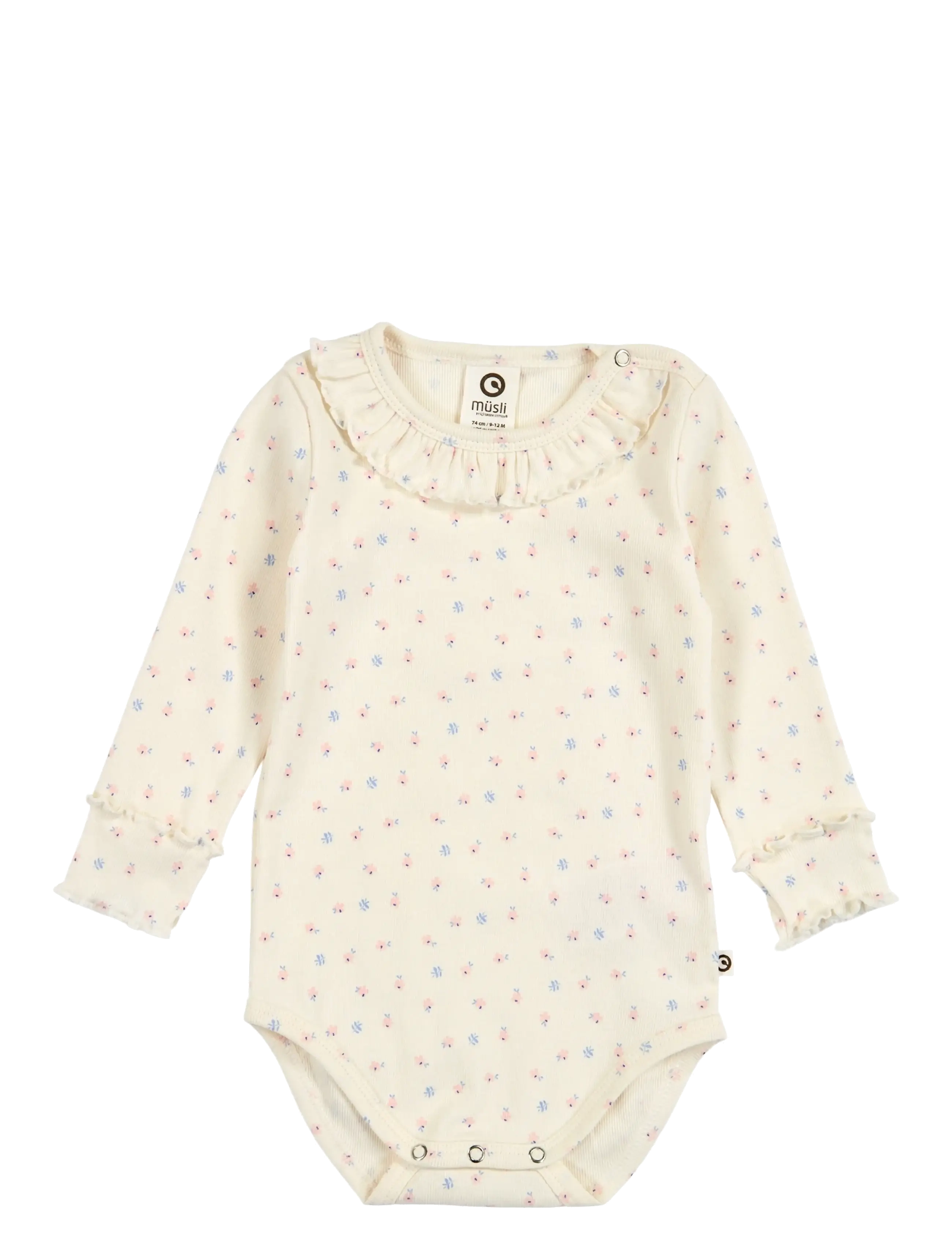 Müsli by Green Cotton Spring frill collar l/s body - App deal - TOFU/ NECTAR/ SHELL BLUE / cream