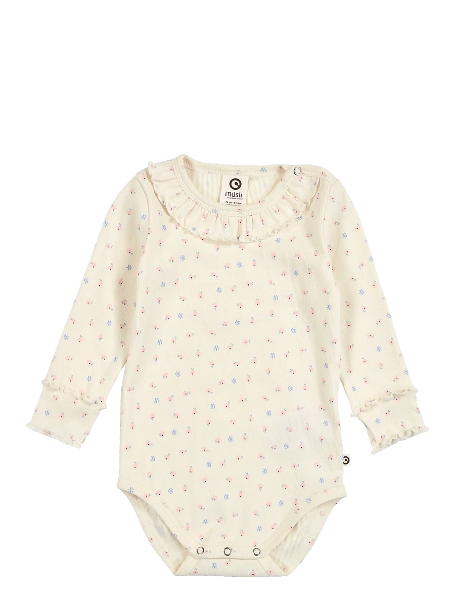 Müsli by Green Cotton - Spring frill collar l/s body - langærmede bodyer - tofu/ nectar/ shell blue - 1