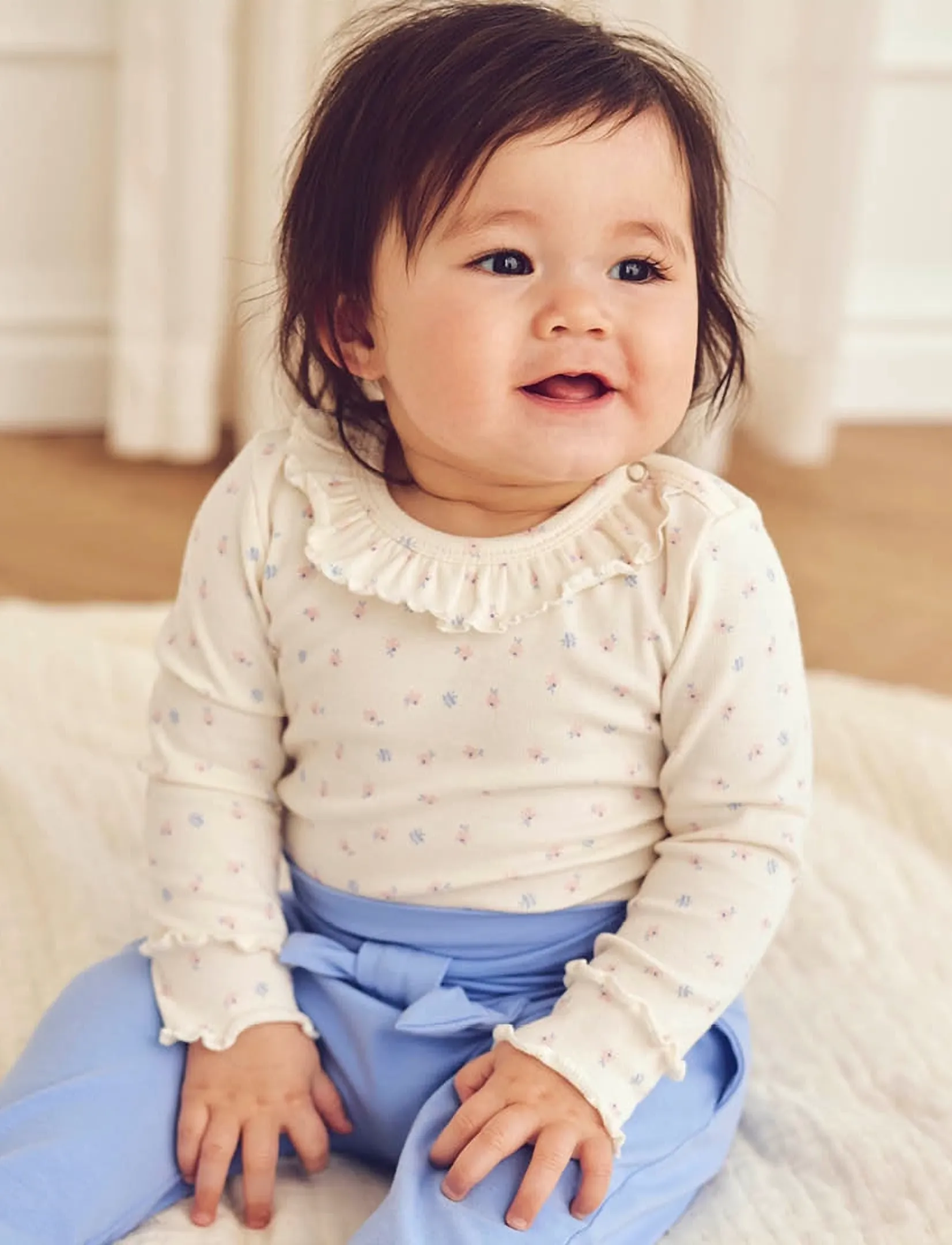 Müsli Spring Frill Collar L/S Body, 86, Bodys, Creme - Long-sleeved, Kinder