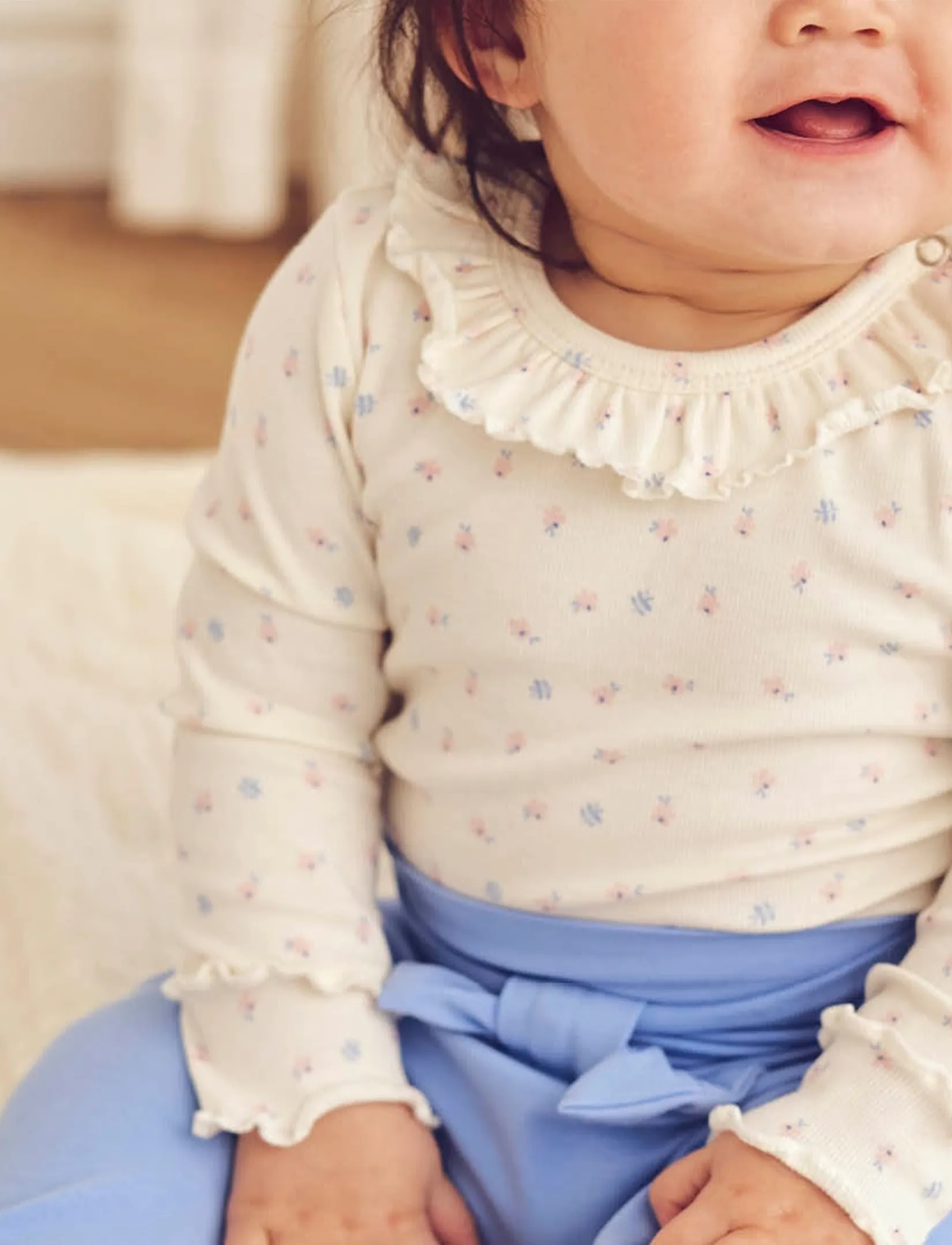 Müsli by Green Cotton - Spring frill collar l/s body - langærmede bodyer - tofu/ nectar/ shell blue - 3