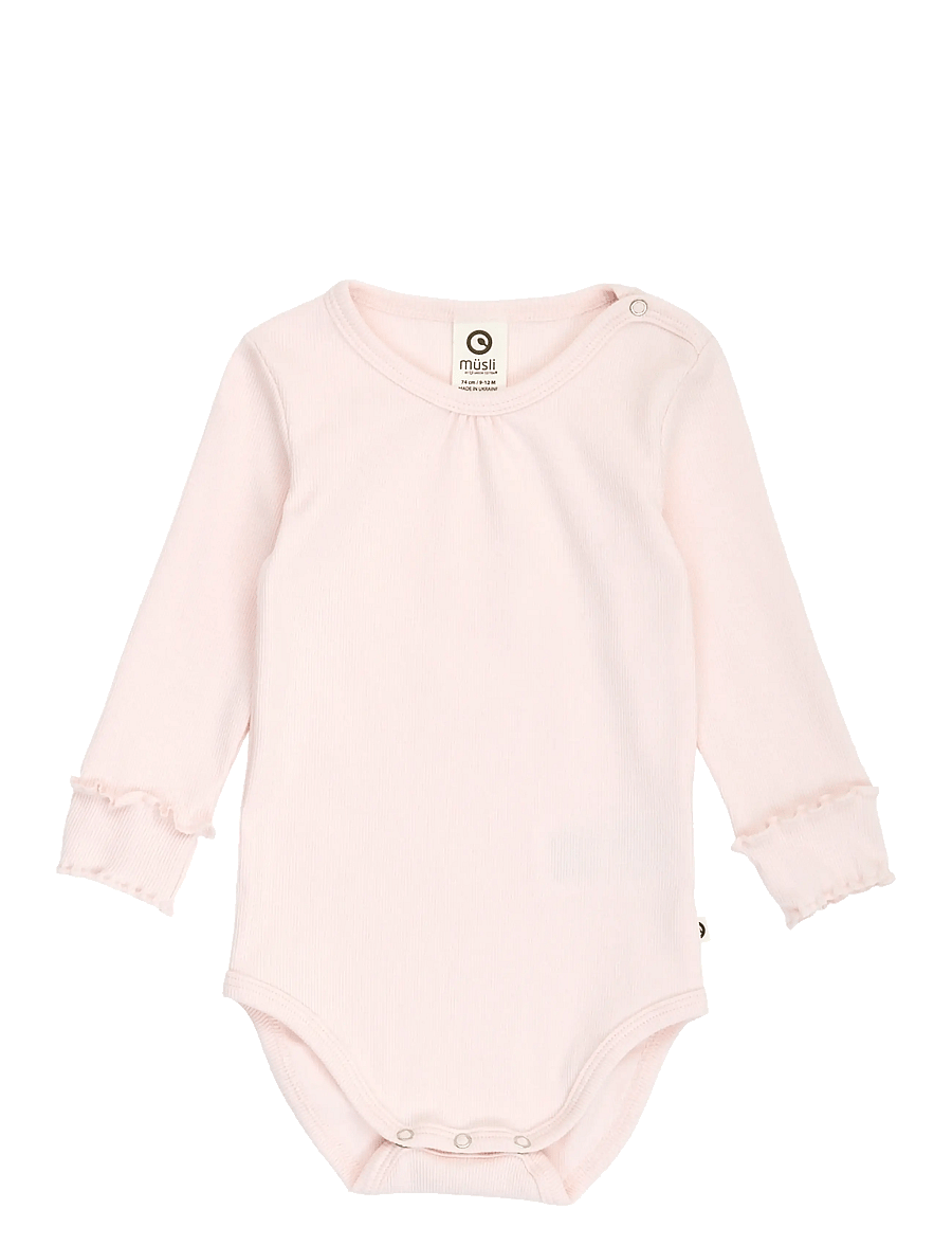 Müsli by Green Cotton - Cozy me rib deco l/s body - langärmelige bodys - primrose - 0