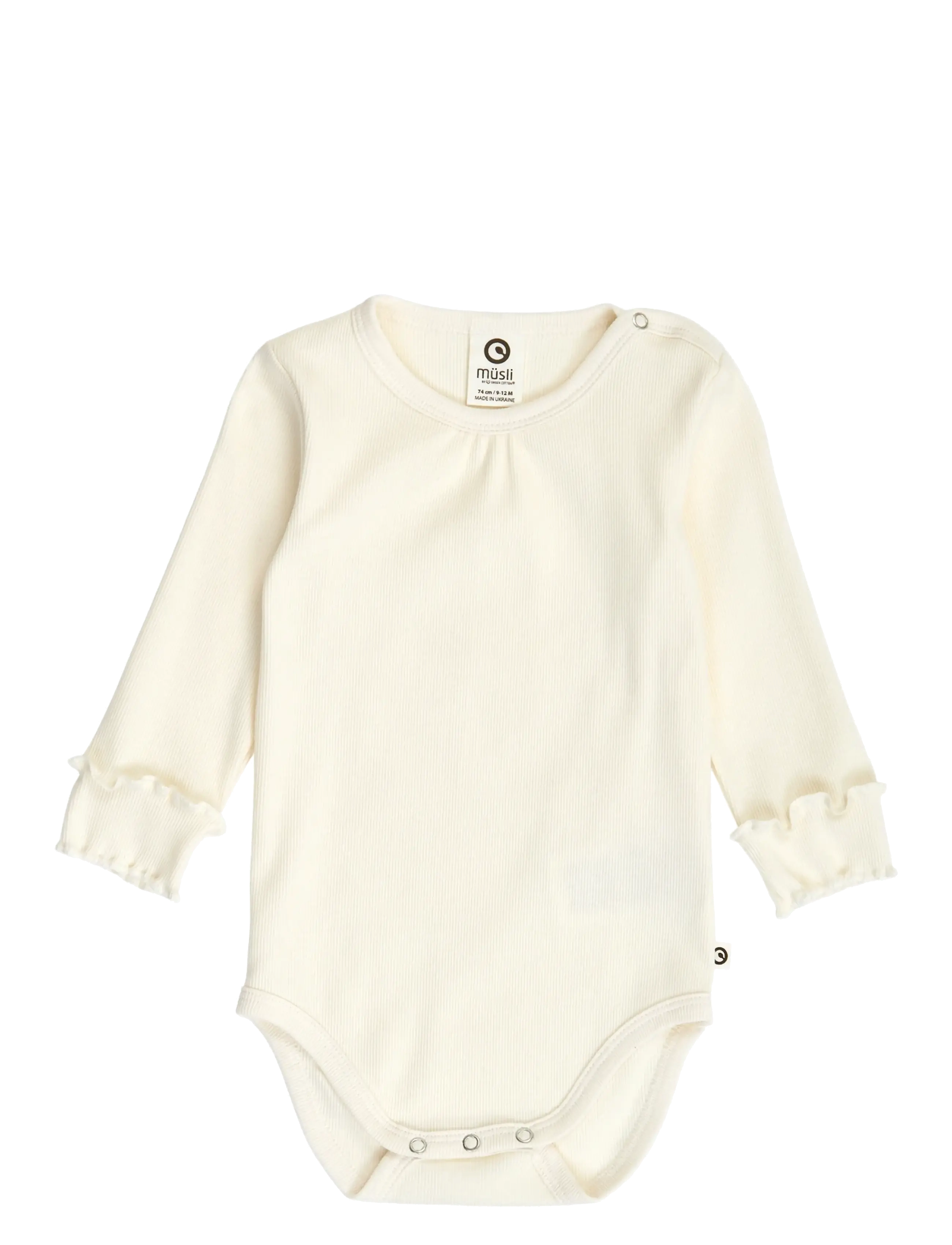Müsli by Green Cotton Cozy me rib deco l/s body - Riided - TOFU / cream