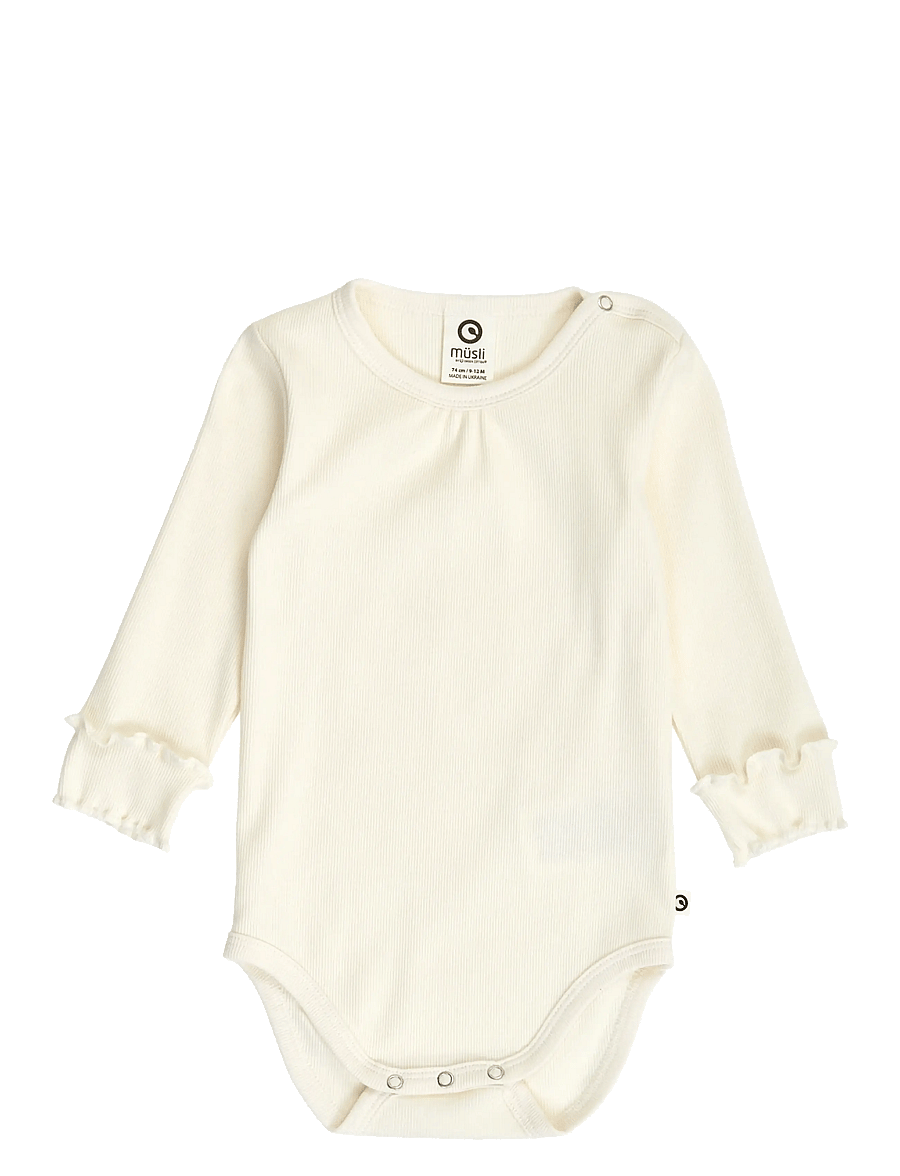 Müsli by Green Cotton - Cozy me rib deco l/s body - bodies à manches longues - tofu - 0