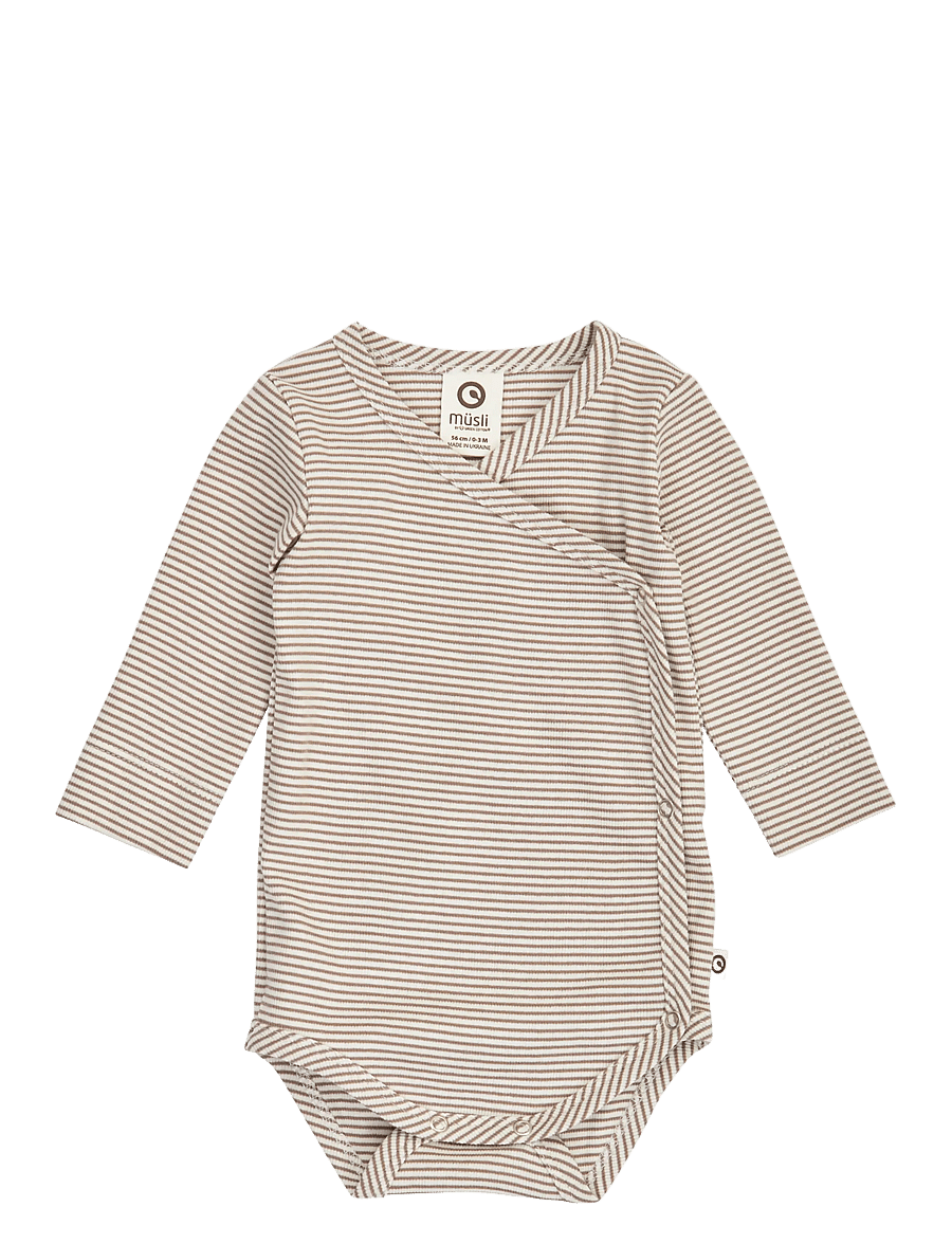 Müsli - Mini stripe rib l/s body - balsam cream/ walnut 690000343 - 1