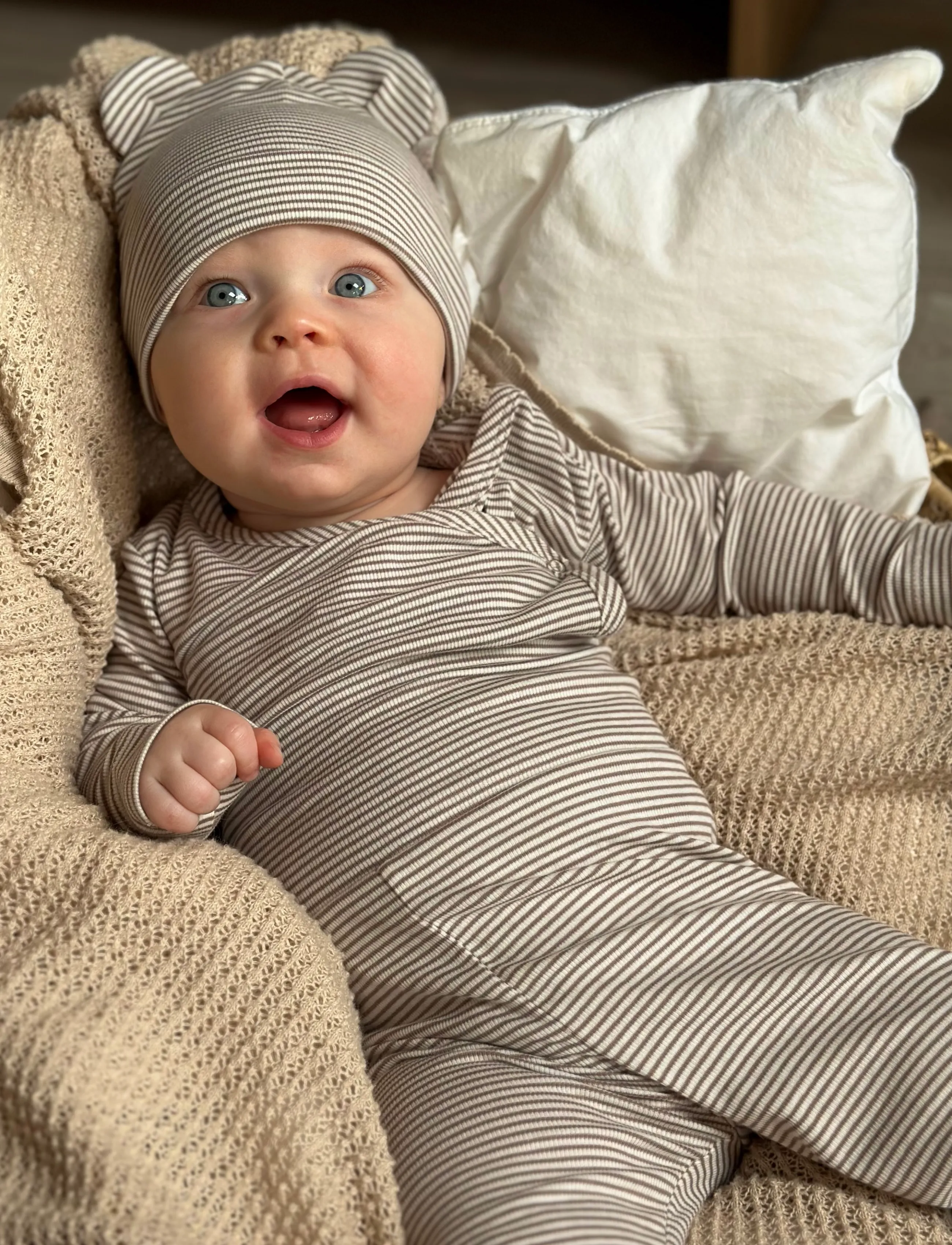 Müsli - Mini stripe rib l/s body - balsam cream/ walnut 690000343 - 3