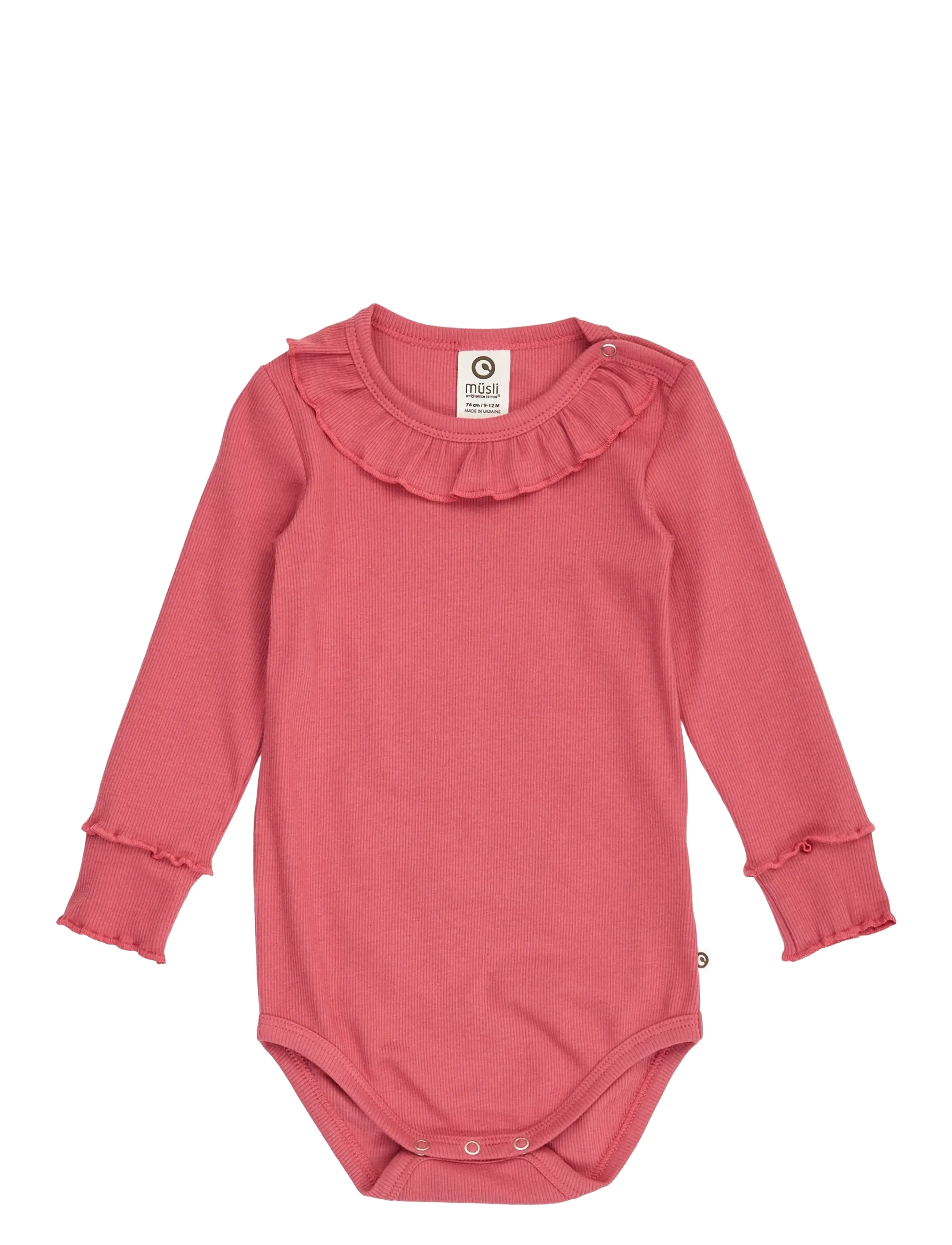 Müsli Cozy me rib frill collar l/s body - Kleidung - BAROQUE ROSE / pink/rose