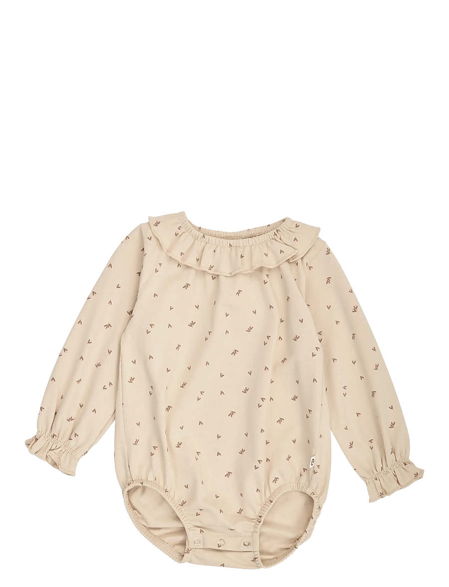 Müsli - Fleur frill collar l/s body - langärmelige bodys - oak/ walnut/ blush - 0