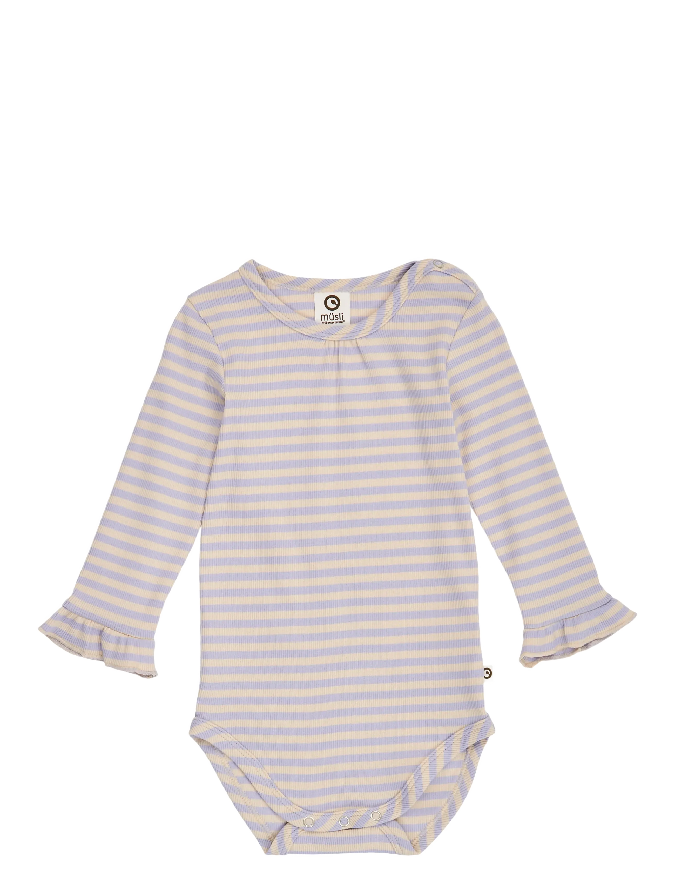 Müsli Stripe rib ruffle l/s body - Kleidung - OAK/ MAUVE / blue
