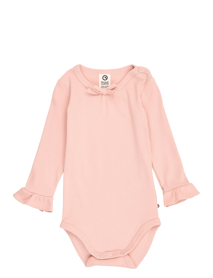 Müsli - Cozy me rib frill l/s body - langärmelige bodys - blush - 0
