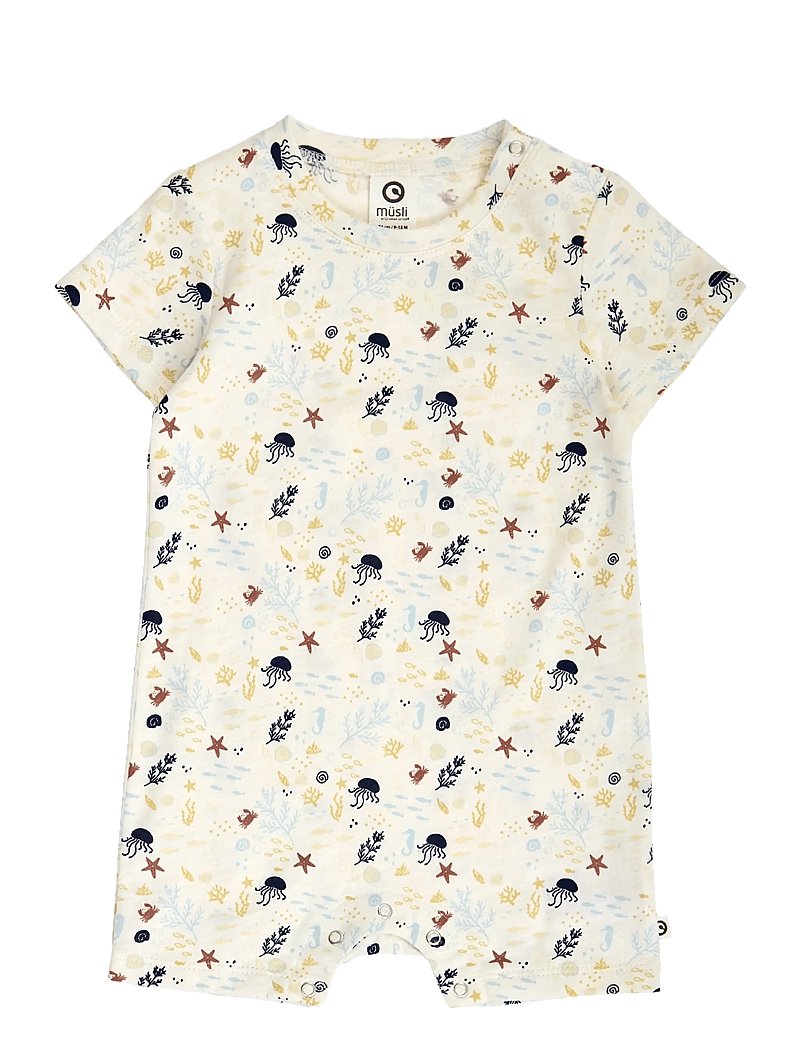 Müsli by Green Cotton - Sea beach body - short-sleeved bodies - tofu/ hemp/ navy - 0